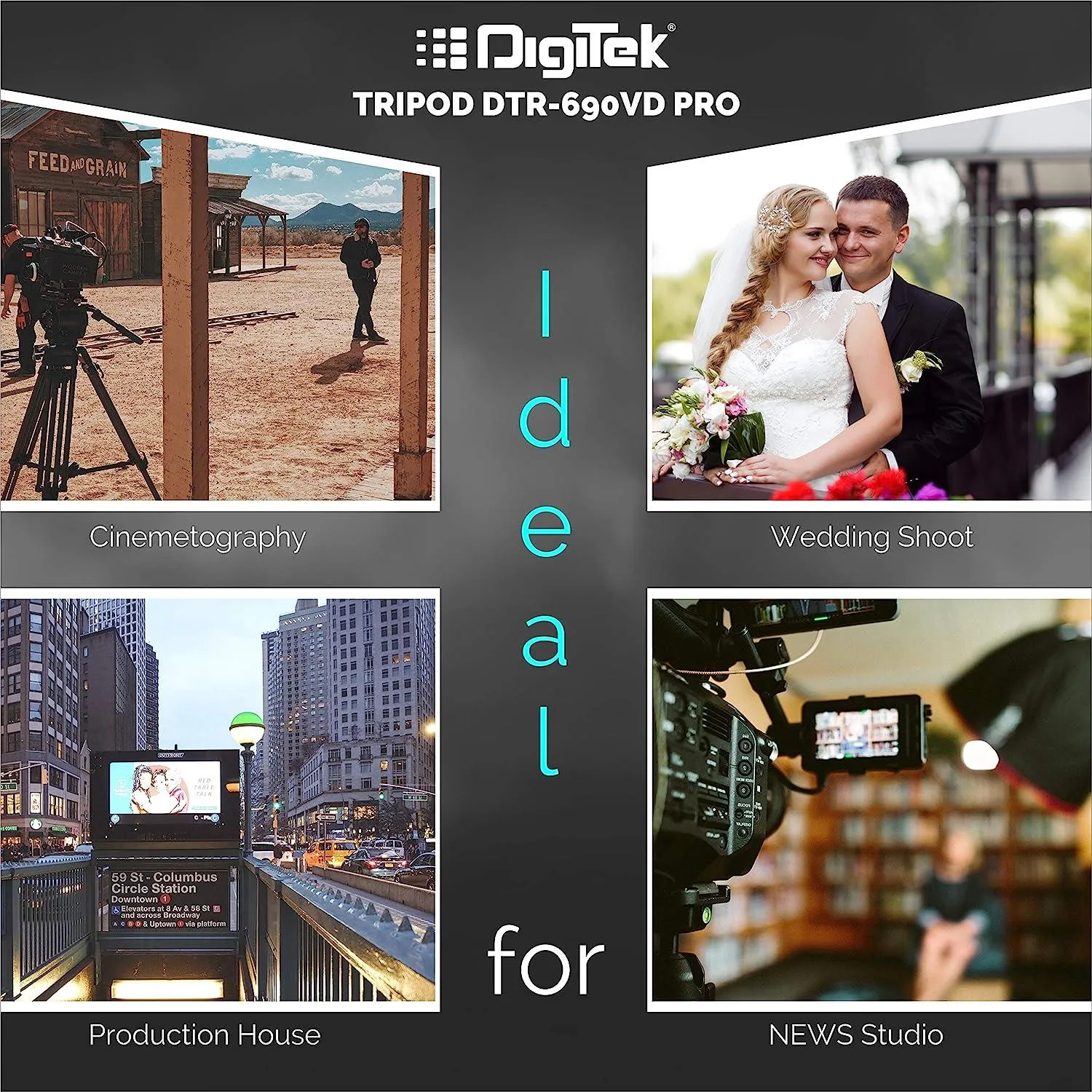 Digitek (DTR 690 VD PRO) (208 cm) Lightweight Tripod (Maximum Load up to 3kgs), 6.85 Feet Tall Digital SLR & Video Cameras, Made Aluminium Material