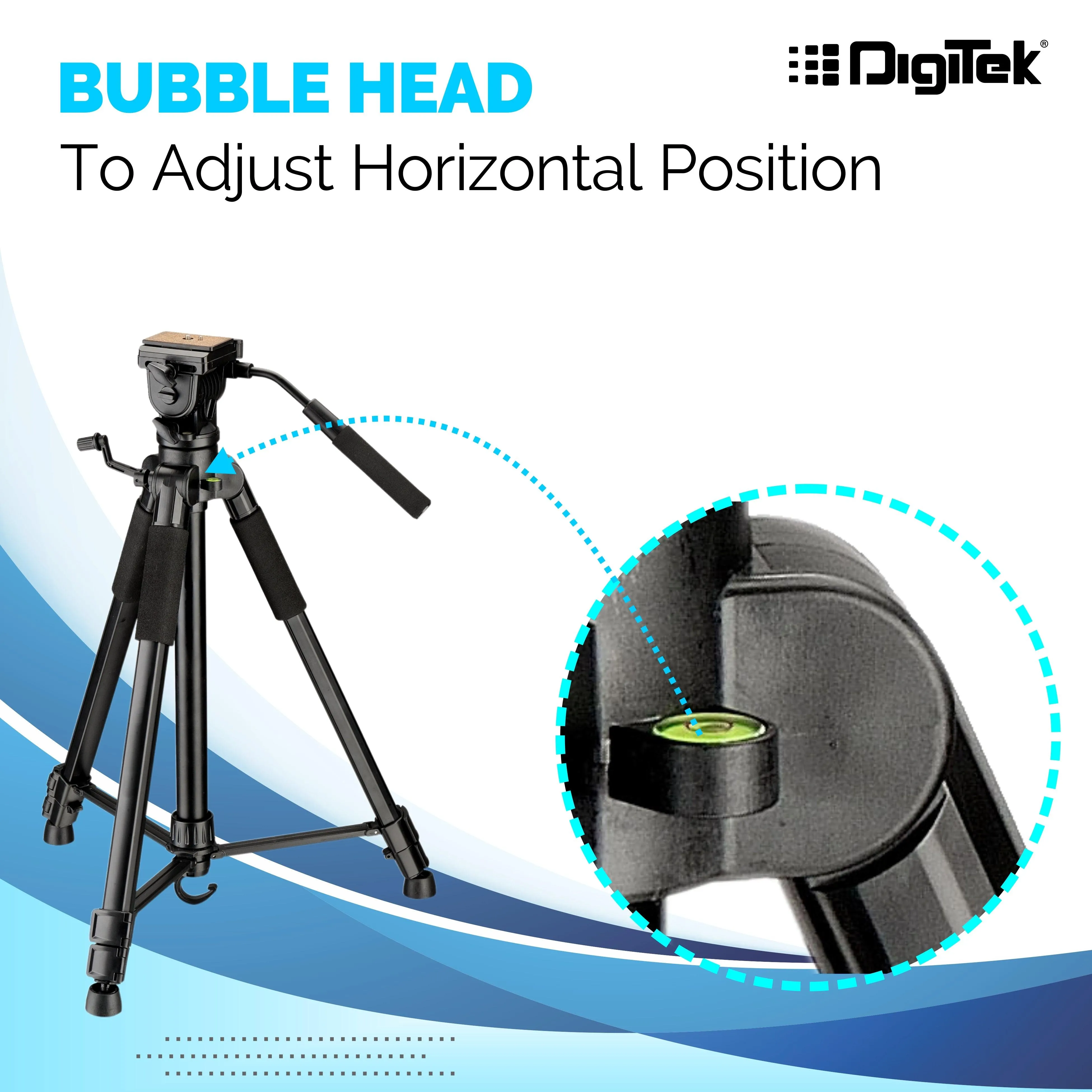 Digitek (DTR590 VD PRO) Tripod for DSLR & Video Cameras, Operating Height : 5.90 Feet, Maximum Load Upto: 6 Kg, Lightweight & Sturdy Tripod with 2 Way Adjustable Head