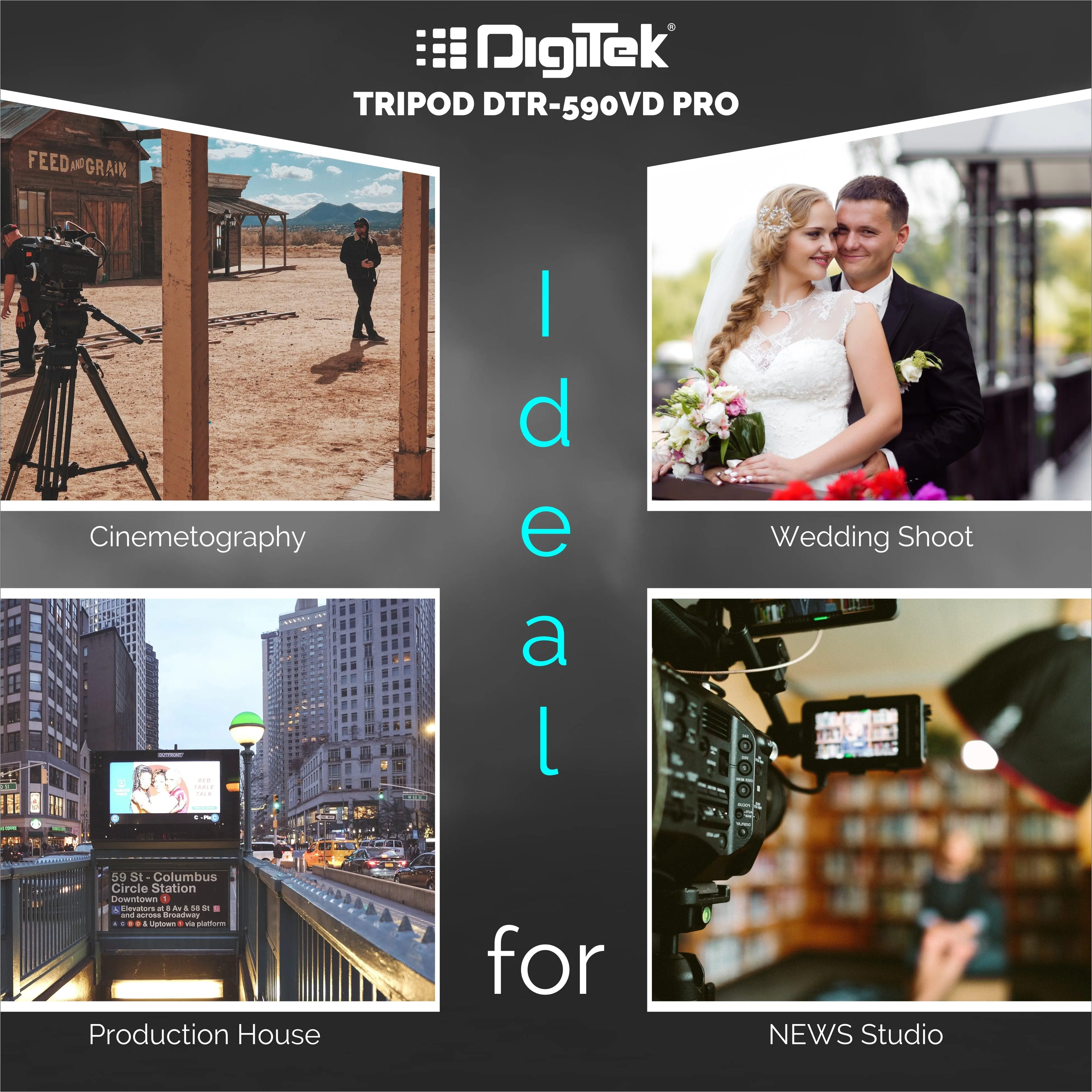 Digitek (DTR590 VD PRO) Tripod for DSLR & Video Cameras, Operating Height : 5.90 Feet, Maximum Load Upto: 6 Kg, Lightweight & Sturdy Tripod with 2 Way Adjustable Head