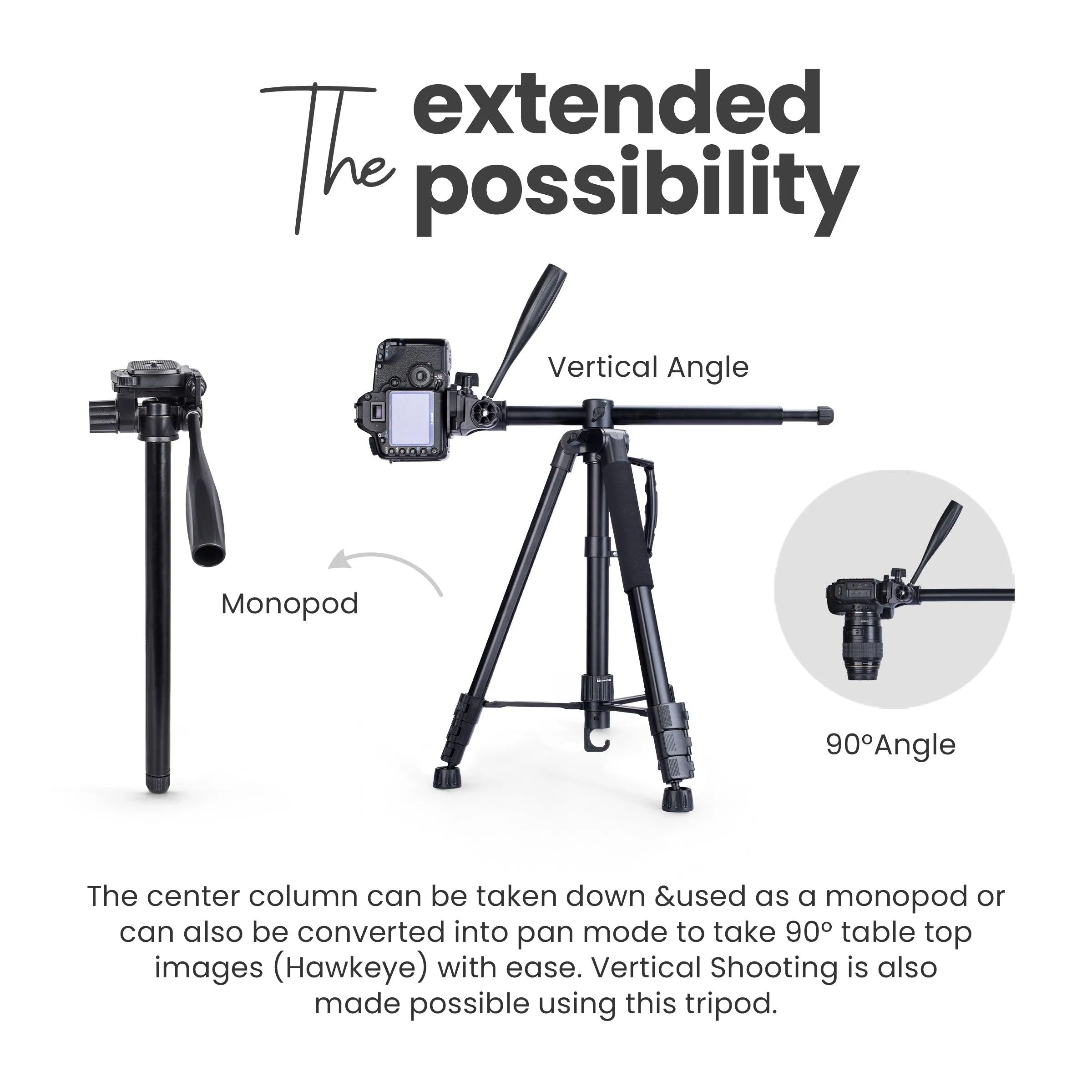 Digitek Platinum (DPTR 890 VD) (178 cm) Aluminum Light Weight Tripod with Fluid Video Head for DSLR & Video Cameras, Maximum Operating Height: 5.83Feet, Maximum Load : 7 kgs