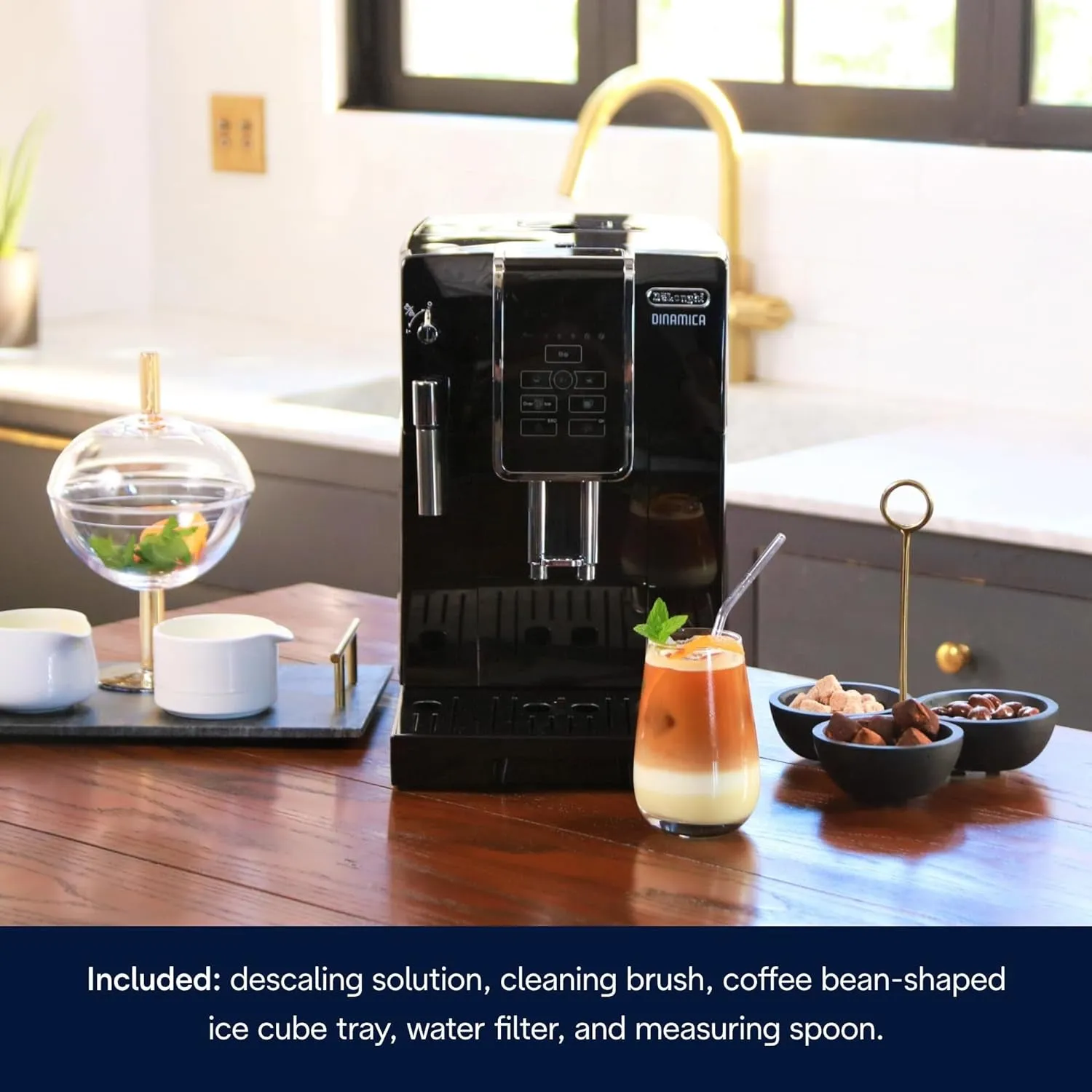 Dinamica Espresso Machine, Black - Automatic Bean-To-Cup Brewing, Built-In Steel Burr Grinder