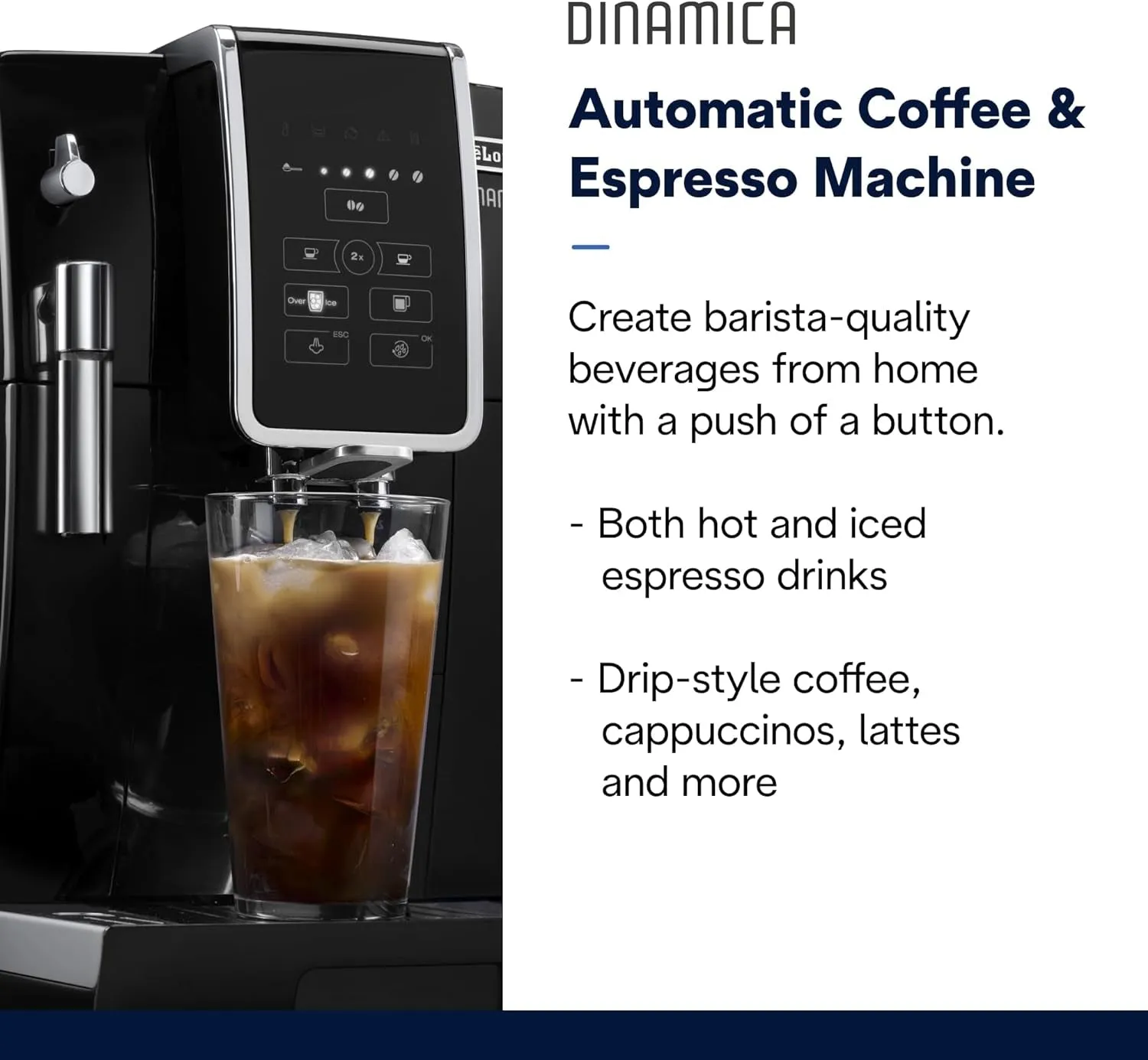 Dinamica Espresso Machine, Black - Automatic Bean-To-Cup Brewing, Built-In Steel Burr Grinder