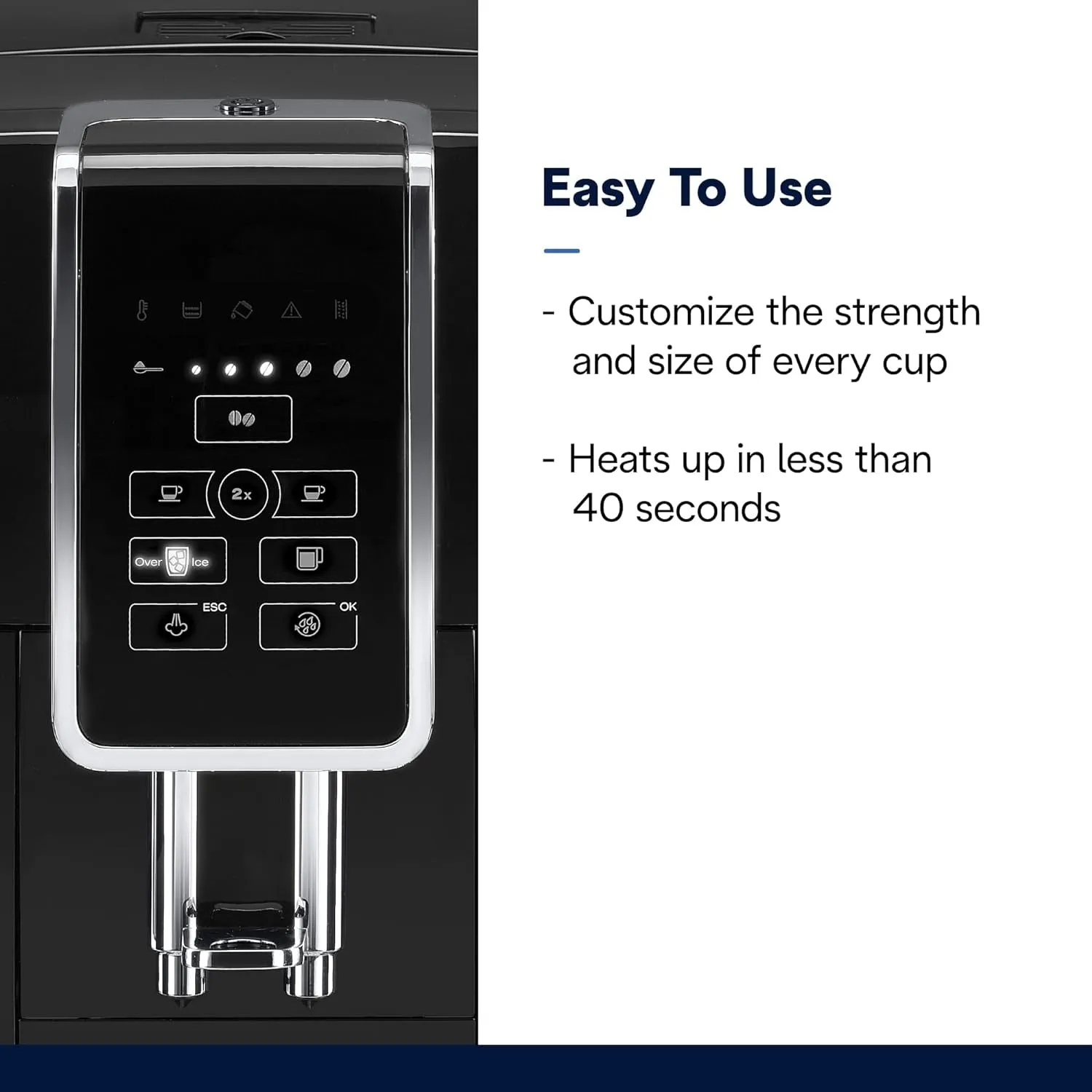 Dinamica Espresso Machine, Black - Automatic Bean-To-Cup Brewing, Built-In Steel Burr Grinder