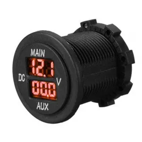 Dual Battery Voltmeter - Round Panel Double LED Digital Voltmeter. - limited stock.