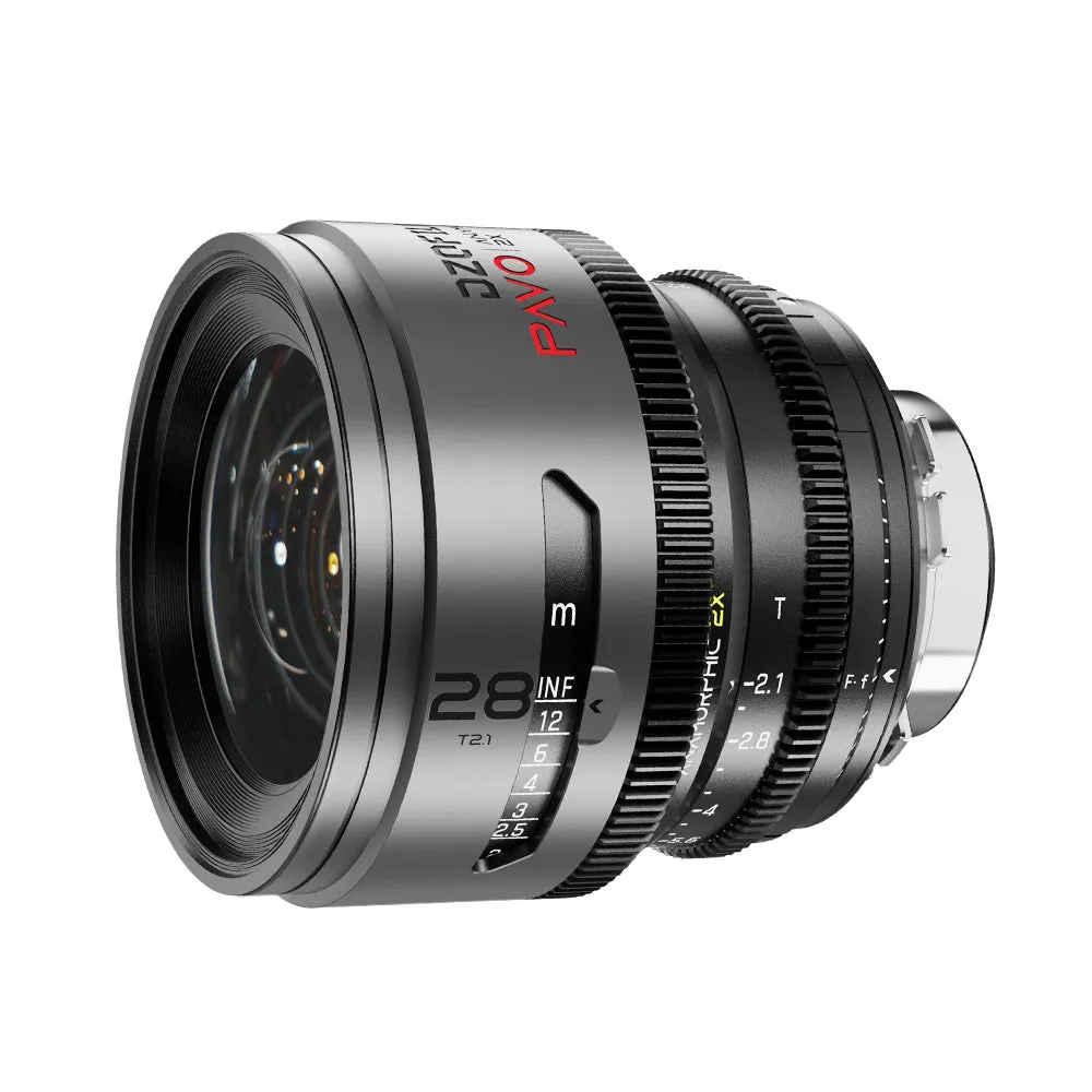 DZOFILM 28/32/40/55/75mm T2.1 & 100mm T2.4 Pavo 2x anamorphic Prime Cine Lens 6 Lens Set PL&EF mount