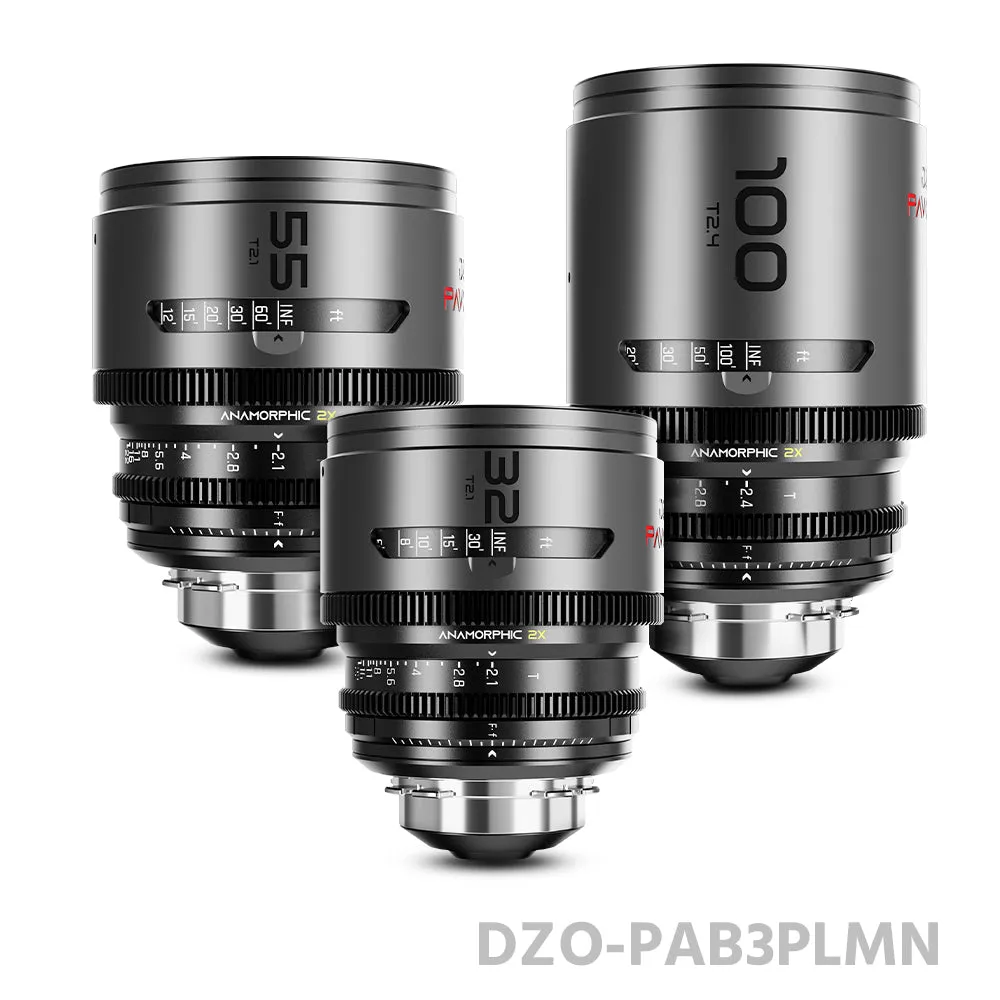 DZOFILM 32/55mm T2.1 & 100mm T2.4 Pavo 2x anamorphic Prime Cine Lens B Set PL&EF mount