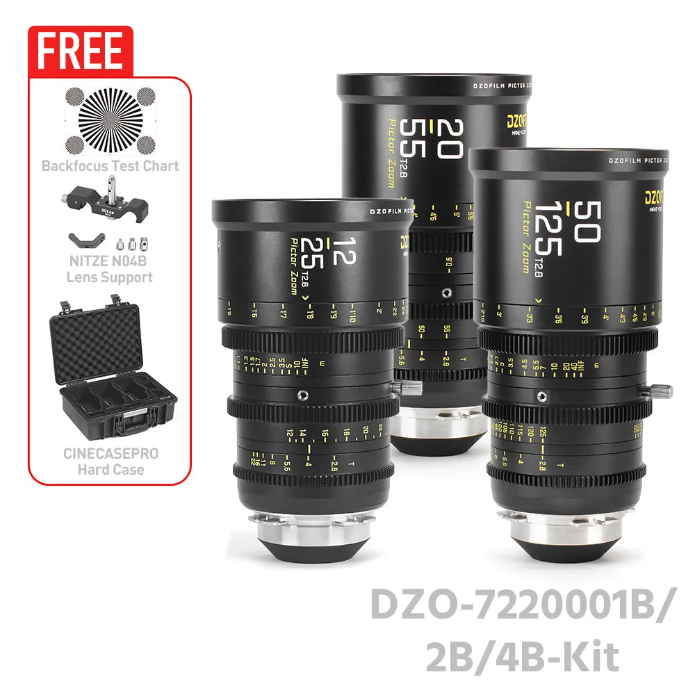 DZOFILM Pictor Zoom 3 Lens Bundle 12-25mm   20-55mm   50-125mm T2.8 (PL&EF interchangeable Mount, Black)