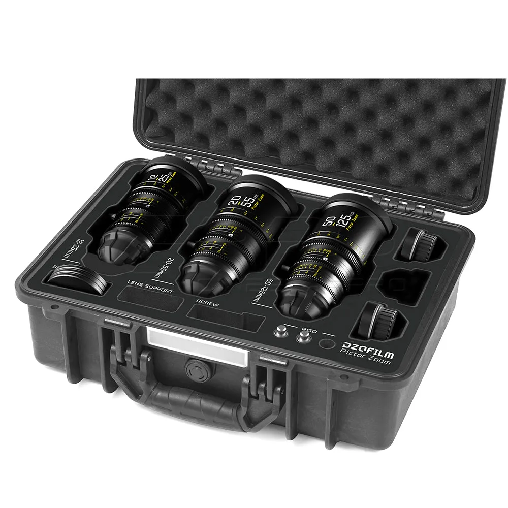 DZOFILM Pictor Zoom 3 Lens Bundle 12-25mm   20-55mm   50-125mm T2.8 (PL&EF interchangeable Mount, Black)