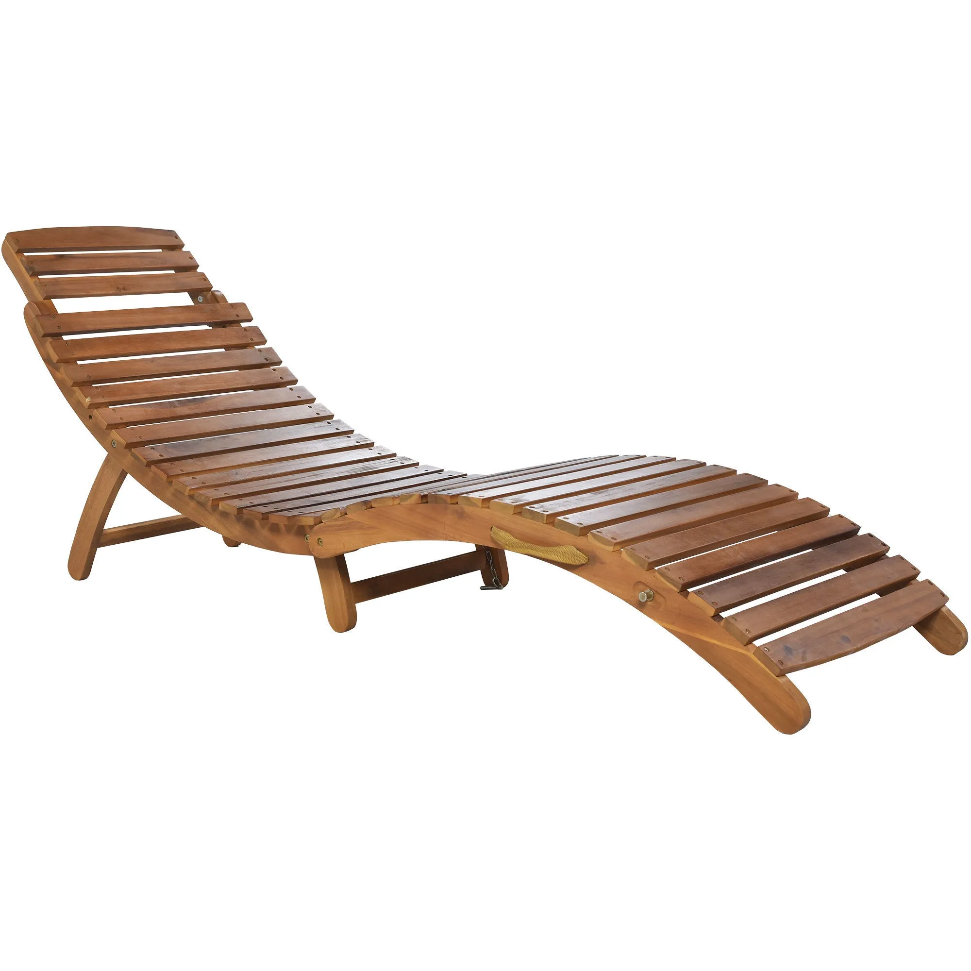 Elevate Lounge Outdoor Patio Wood Portable Extended Chaise Lounge Set - Gray