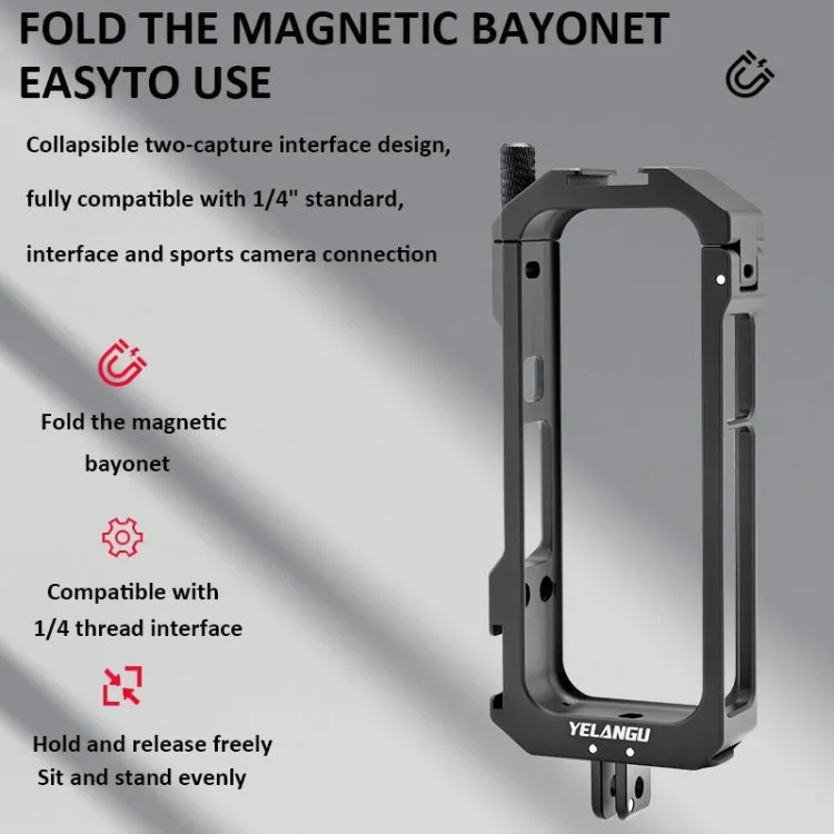 For Insta360 X3 YELANGU LW-ONE X3 Metal Cage Extended Frame Case With T1 Tripod