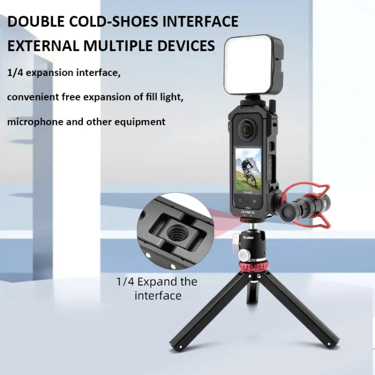 For Insta360 X3 YELANGU LW-ONE X3 Metal Cage Extended Frame Case With T1 Tripod