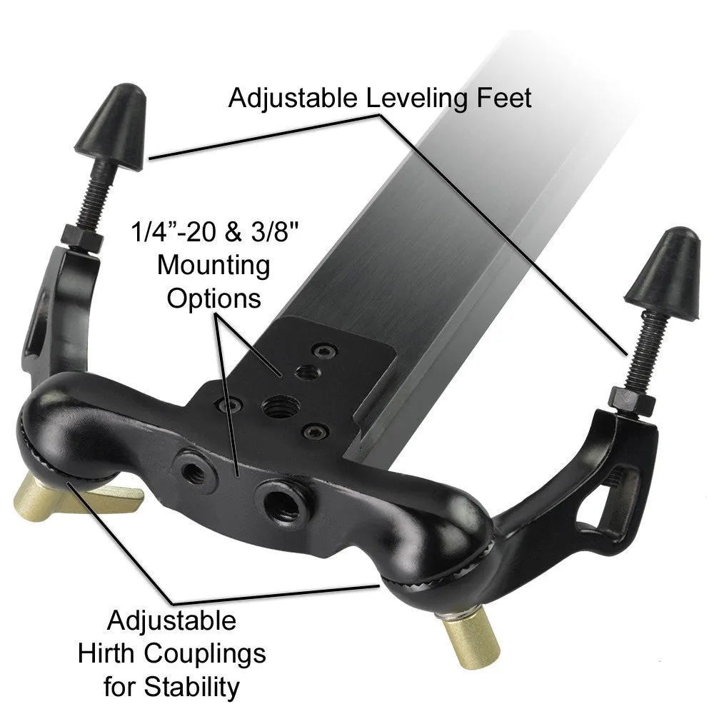 Fotodiox Pro SlideCam - Video Slider Stabilizer, DSLR Camera Track Slider, Linear Stabilization Rail System With Ball-Bearing Slide Mechanism, Adjustable Legs and Carrying Case