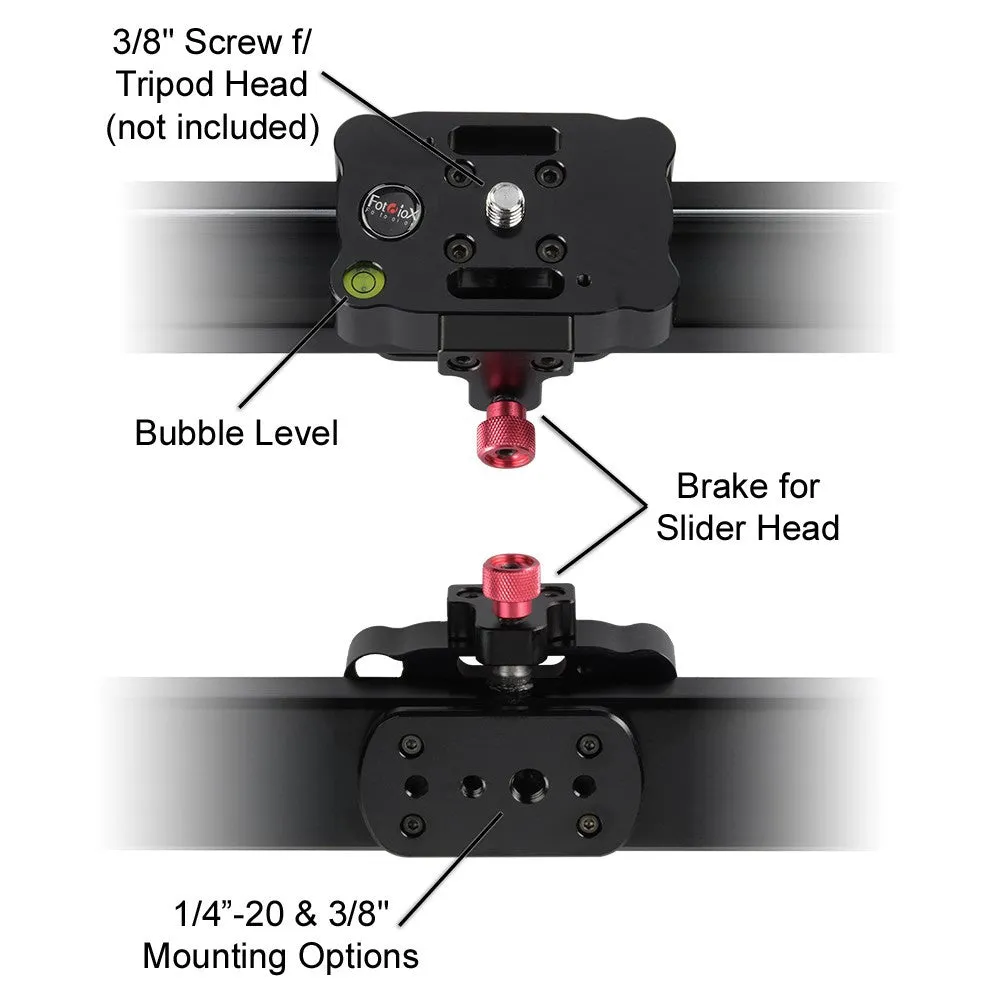 Fotodiox Pro SlideCam - Video Slider Stabilizer, DSLR Camera Track Slider, Linear Stabilization Rail System With Ball-Bearing Slide Mechanism, Adjustable Legs and Carrying Case
