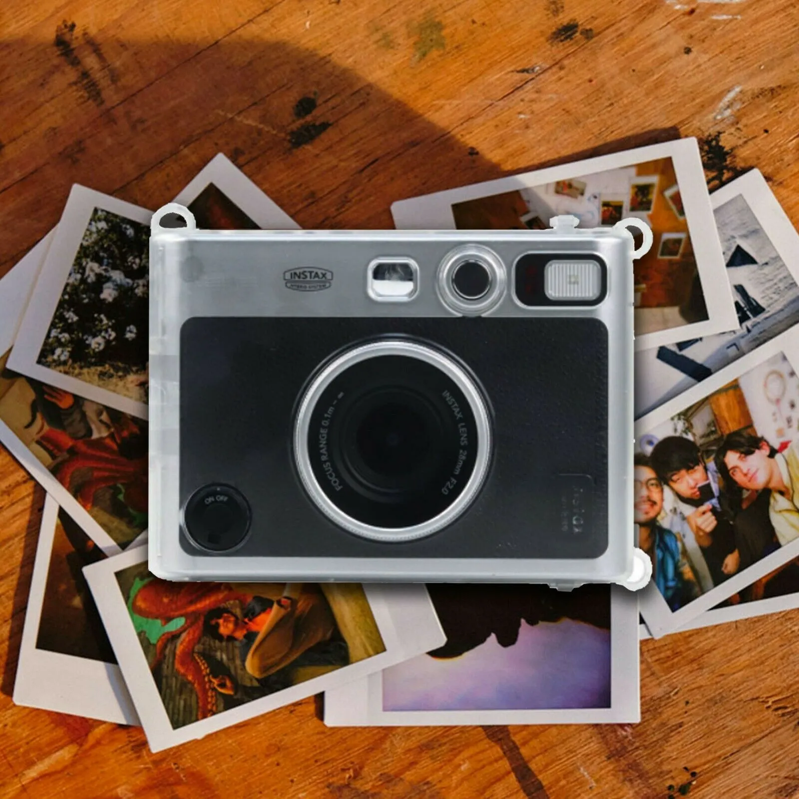 Fujifilm Instax Mini EVO Case | Crystal PVC Instant Camera Hard Carrying Cover with Adjustable Shoulder Strap|Clear