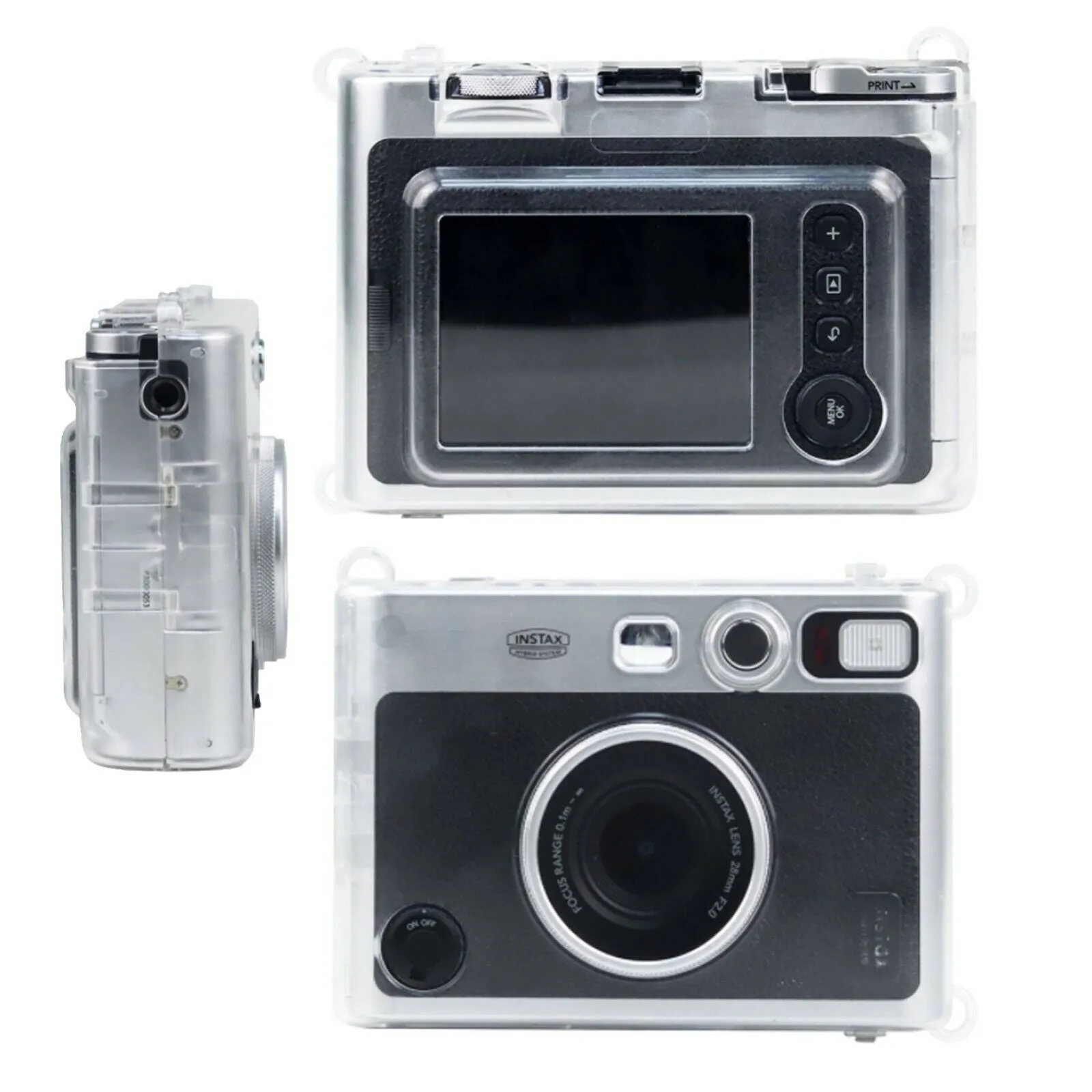 Fujifilm Instax Mini EVO Case | Crystal PVC Instant Camera Hard Carrying Cover with Adjustable Shoulder Strap|Clear