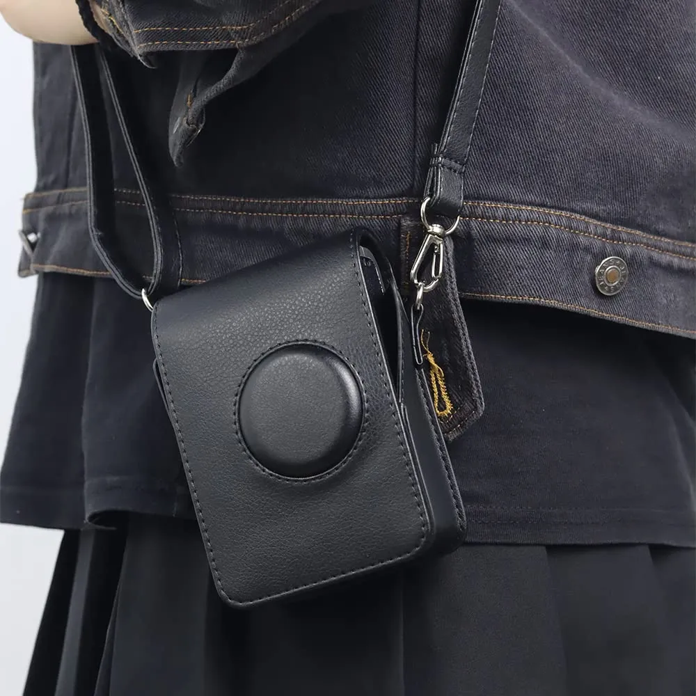 Fujifilm Instax Mini EVO Case | Hybrid Camera Protective PU Leather Carrying Case with Adjustable Shoulder Strap |-Black