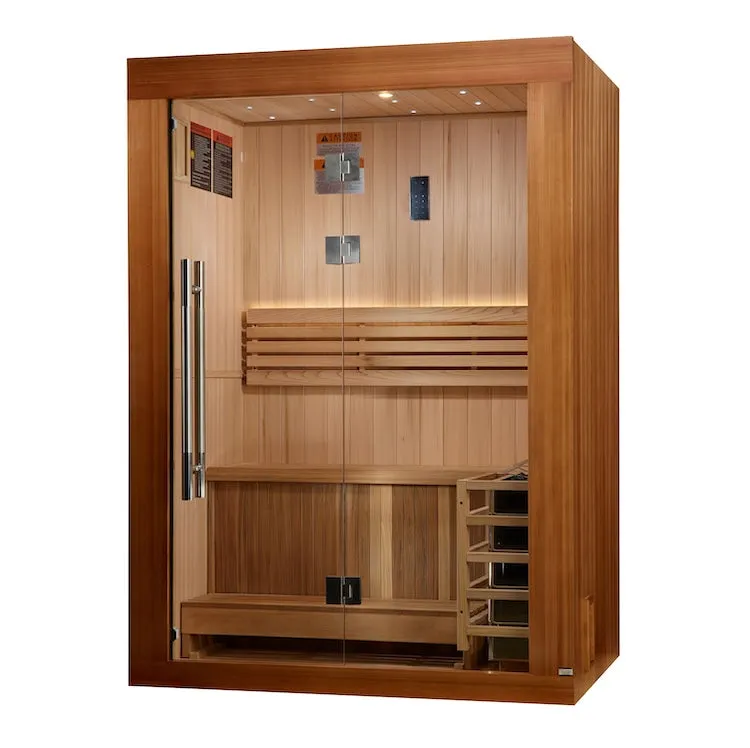 Golden Designs "Sundsvall Edition" 2 Person Traditional Sauna - Canadian Red Cedar Interior and Pacific Premium Clear Cedar Exterior