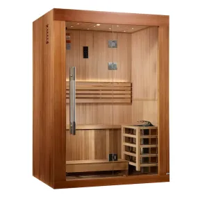 Golden Designs "Sundsvall Edition" 2 Person Traditional Sauna - Canadian Red Cedar Interior and Pacific Premium Clear Cedar Exterior