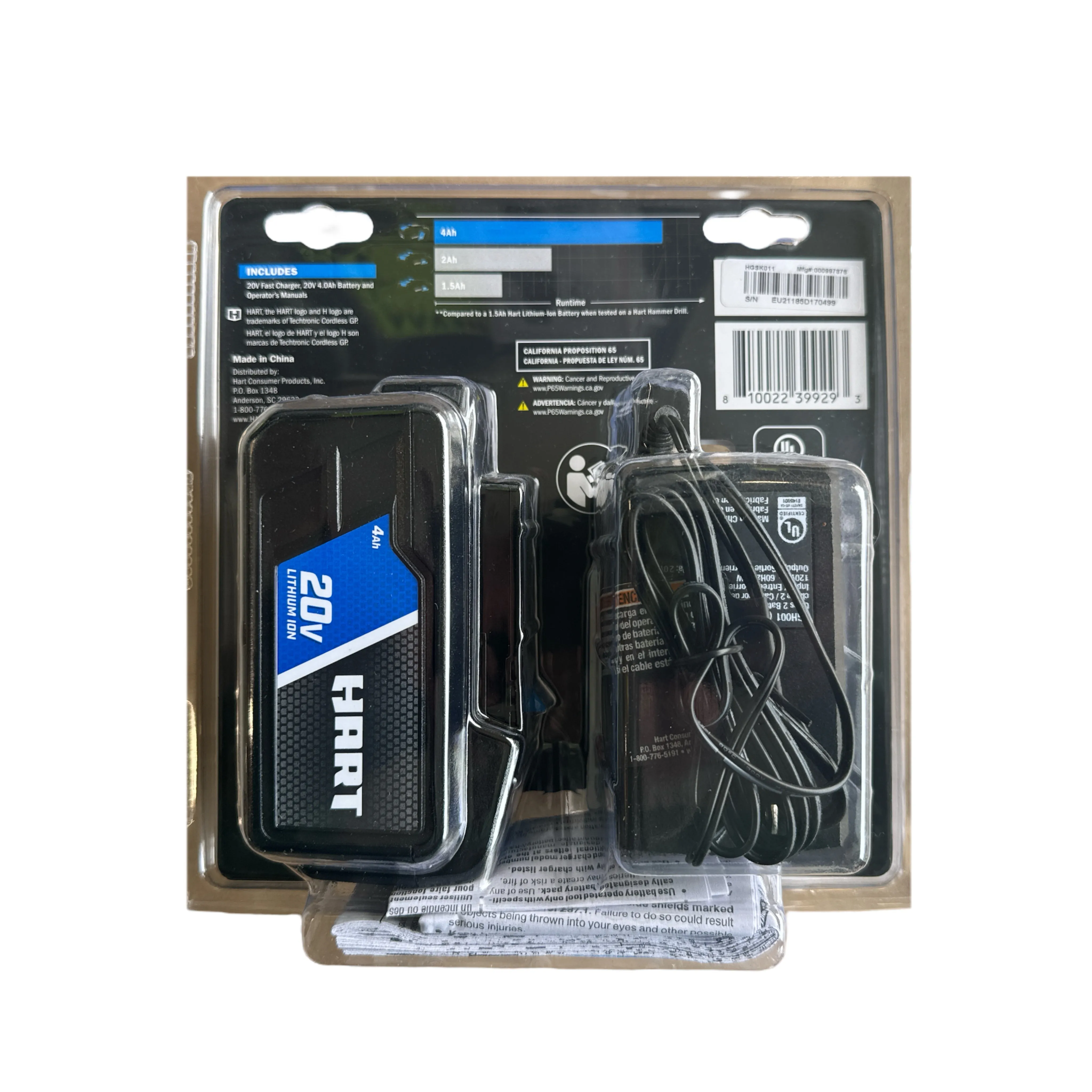 HART 20-Volt Lithium-Ion 4.0Ah Battery and 2 Amp Fast Charger Kit
