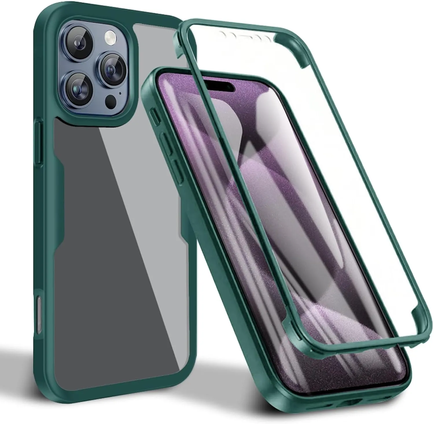 iPhone 16 Pro Max Case360° Full Body Clear Rugged Protective Case Cover Full Pink