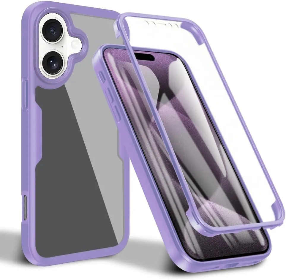 iPhone 16 Pro Max Case360° Full Body Clear Rugged Protective Case Cover Full Pink