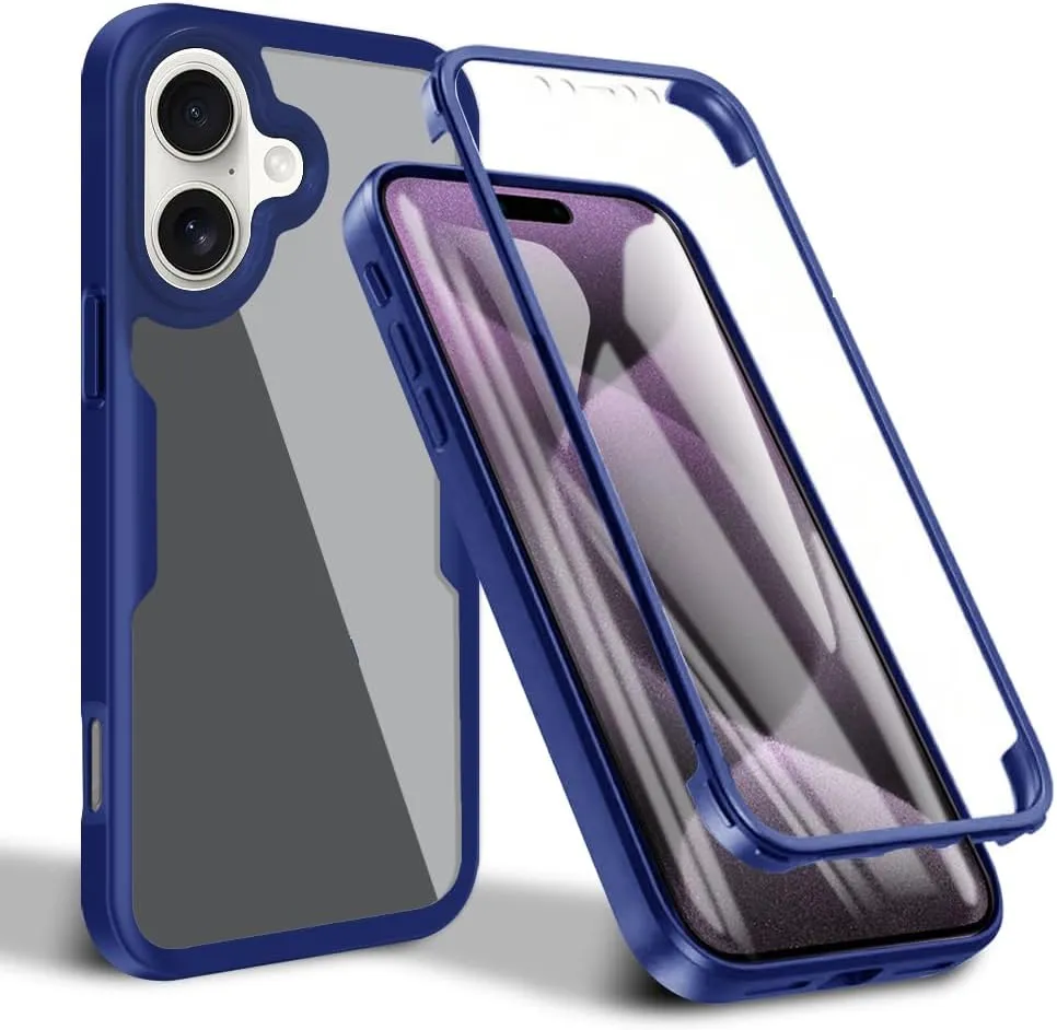 iPhone 16 Pro Max Case360° Full Body Clear Rugged Protective Case Cover Full Pink