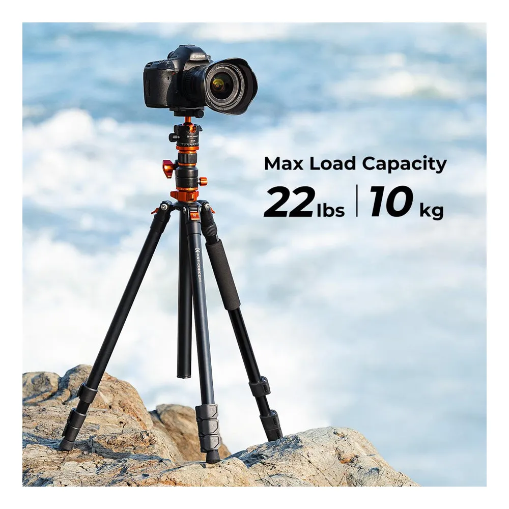 K&F Concept KF09 Series 2-in-1 Aluminum Multifunctional Camera Tripod Monopod Detachable 90"/2.3m Transverse Center with Inverted & Overhead Shooting, 10kg Load, Twist Lock, 28mm Metal Ball Head for DSLR/SLR, Mirrorless Camera | KF09-119