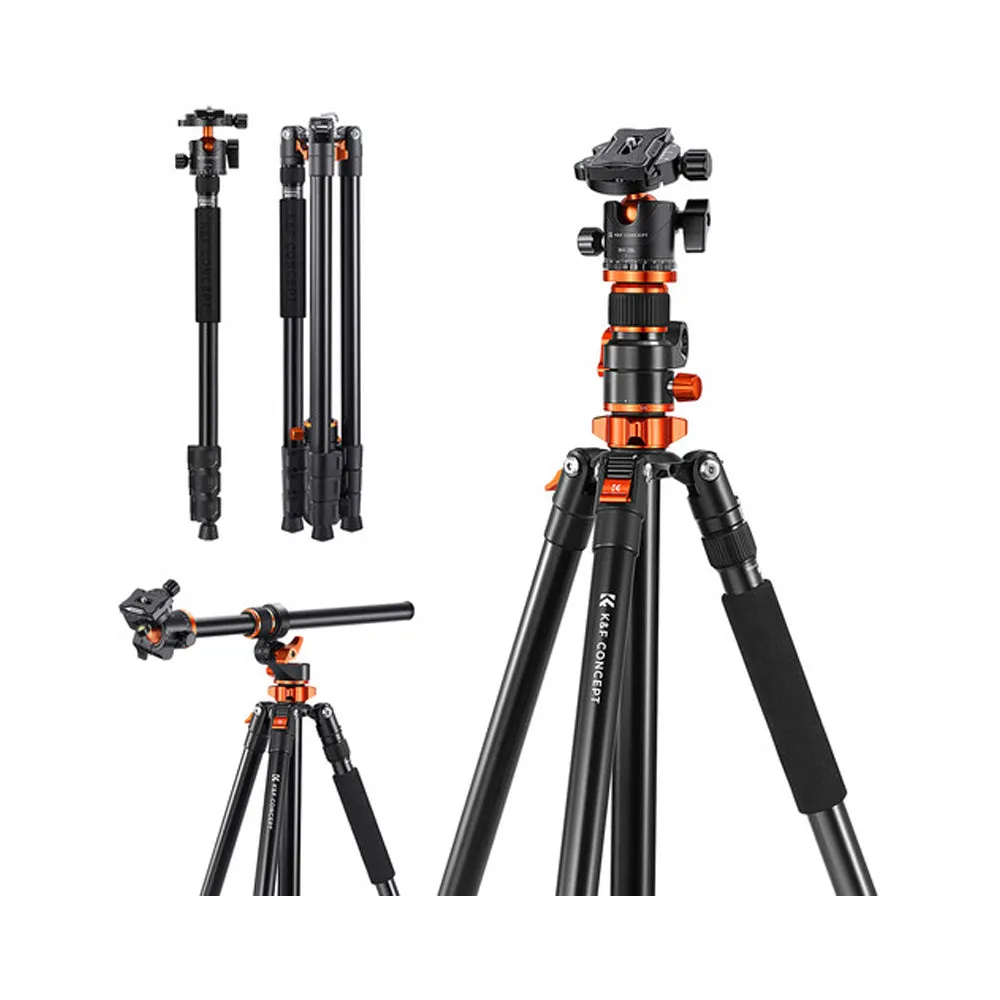 K&F Concept KF09 Series 2-in-1 Aluminum Multifunctional Camera Tripod Monopod Detachable 90"/2.3m Transverse Center with Inverted & Overhead Shooting, 10kg Load, Twist Lock, 28mm Metal Ball Head for DSLR/SLR, Mirrorless Camera | KF09-119