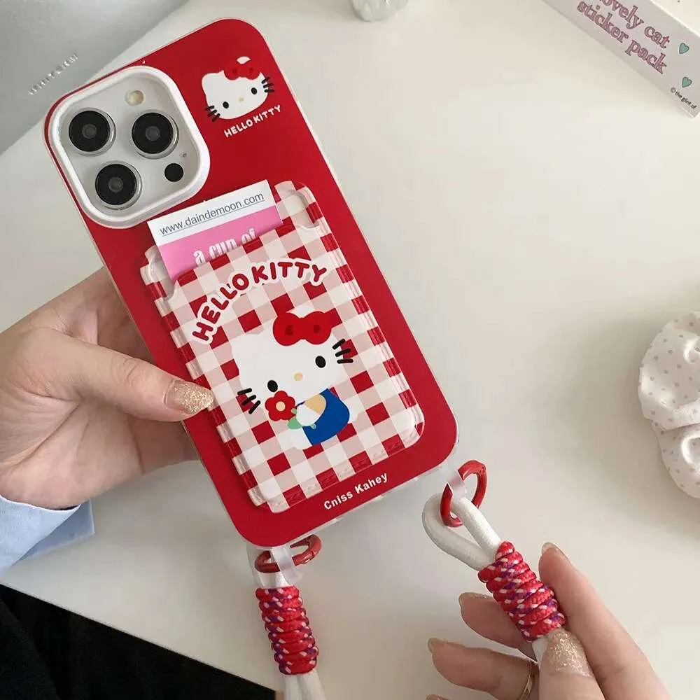 Kawaii Hello Kitty iPhone Case with Lanyard