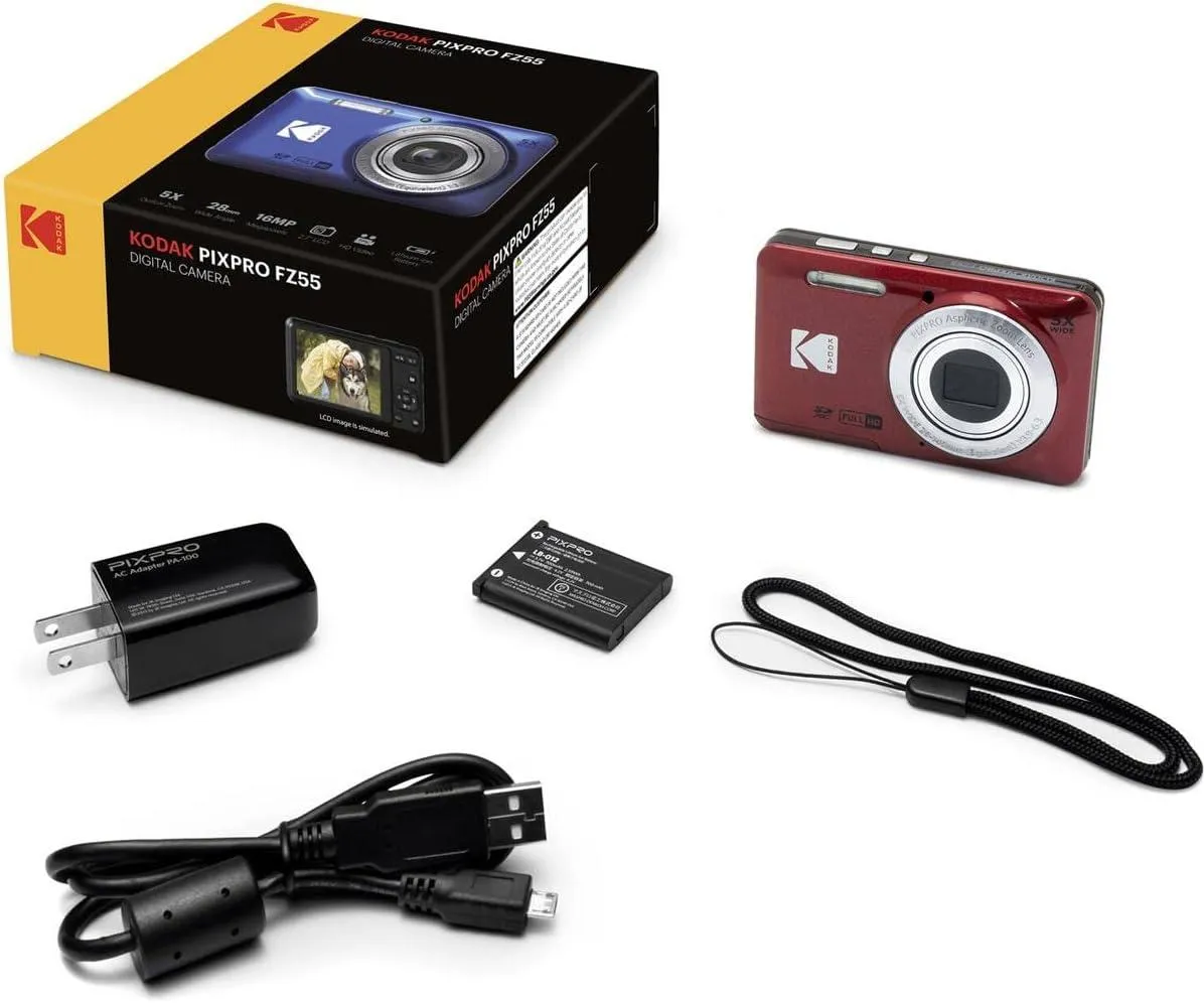 KODAK PIXPRO Friendly Zoom FZ55-RD 16MP Digital Camera with 5X