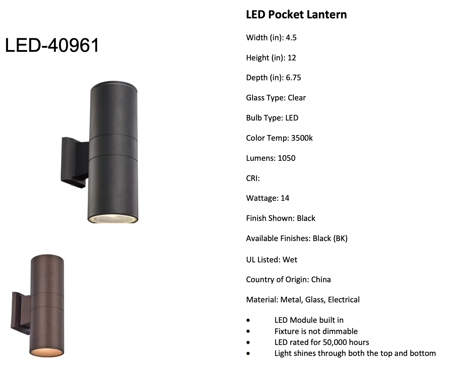 LED Compact Up-Down Pocket Sconce