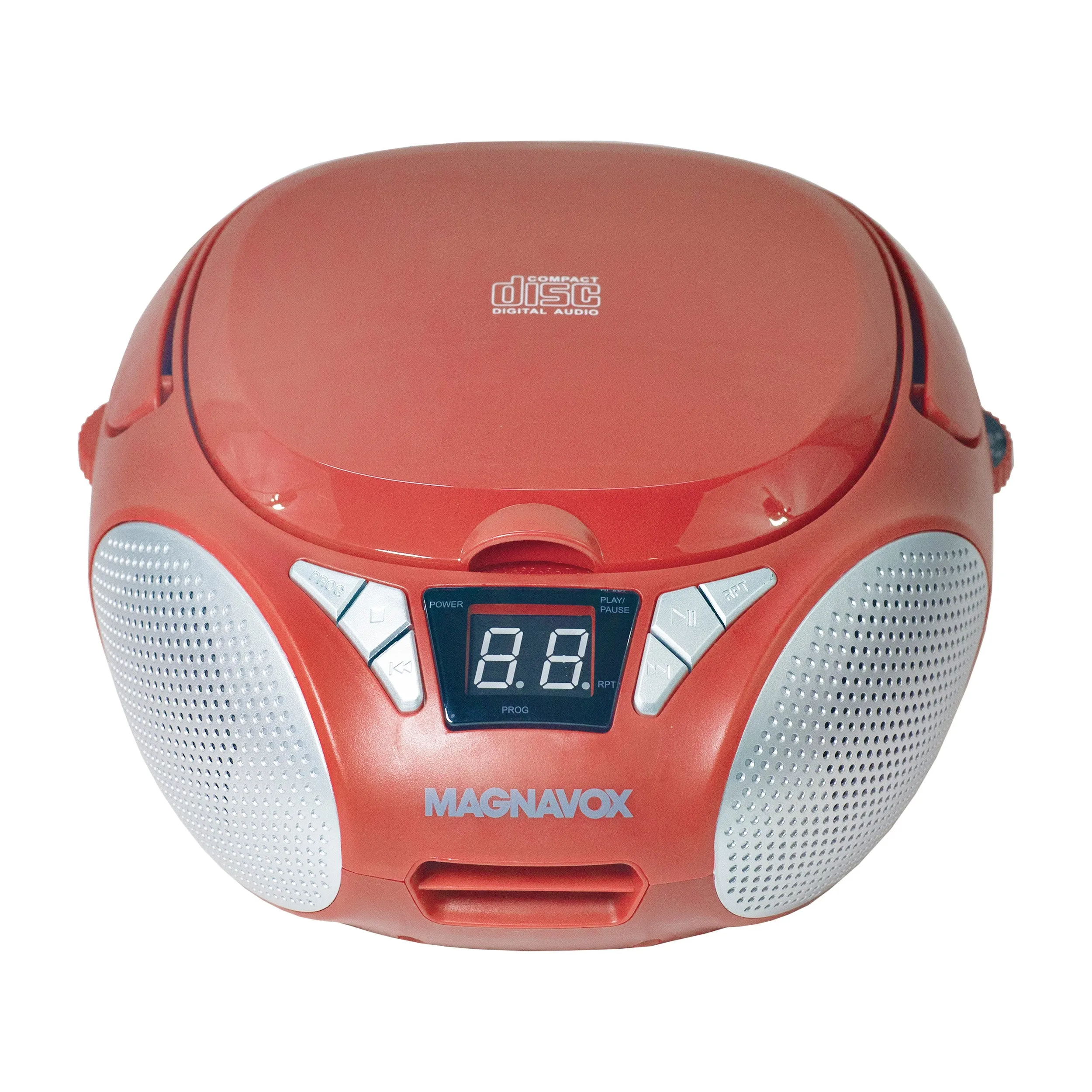 Magnavox MD6924-RD Portable Top Loading CD Boombox with AM/FM Radio in Red