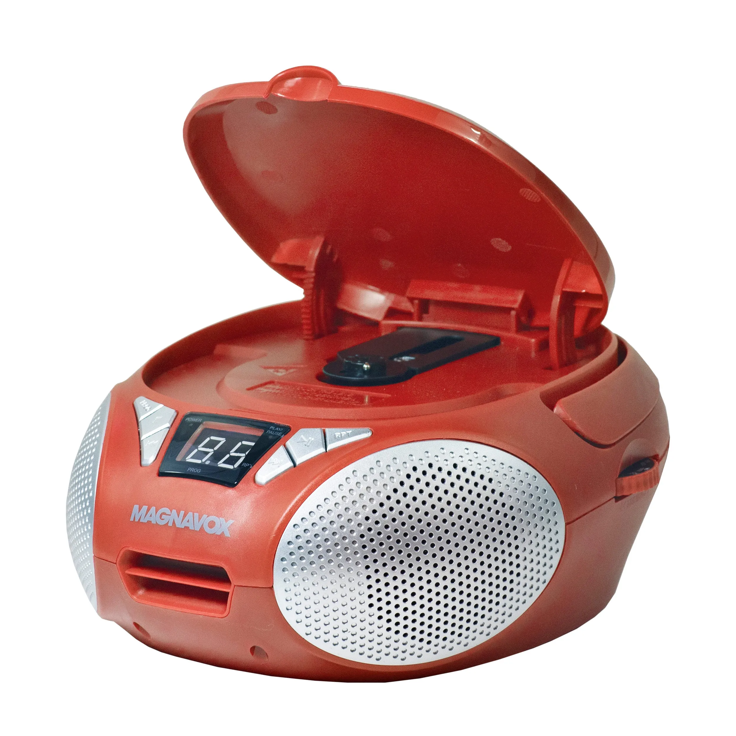 Magnavox MD6924-RD Portable Top Loading CD Boombox with AM/FM Radio in Red