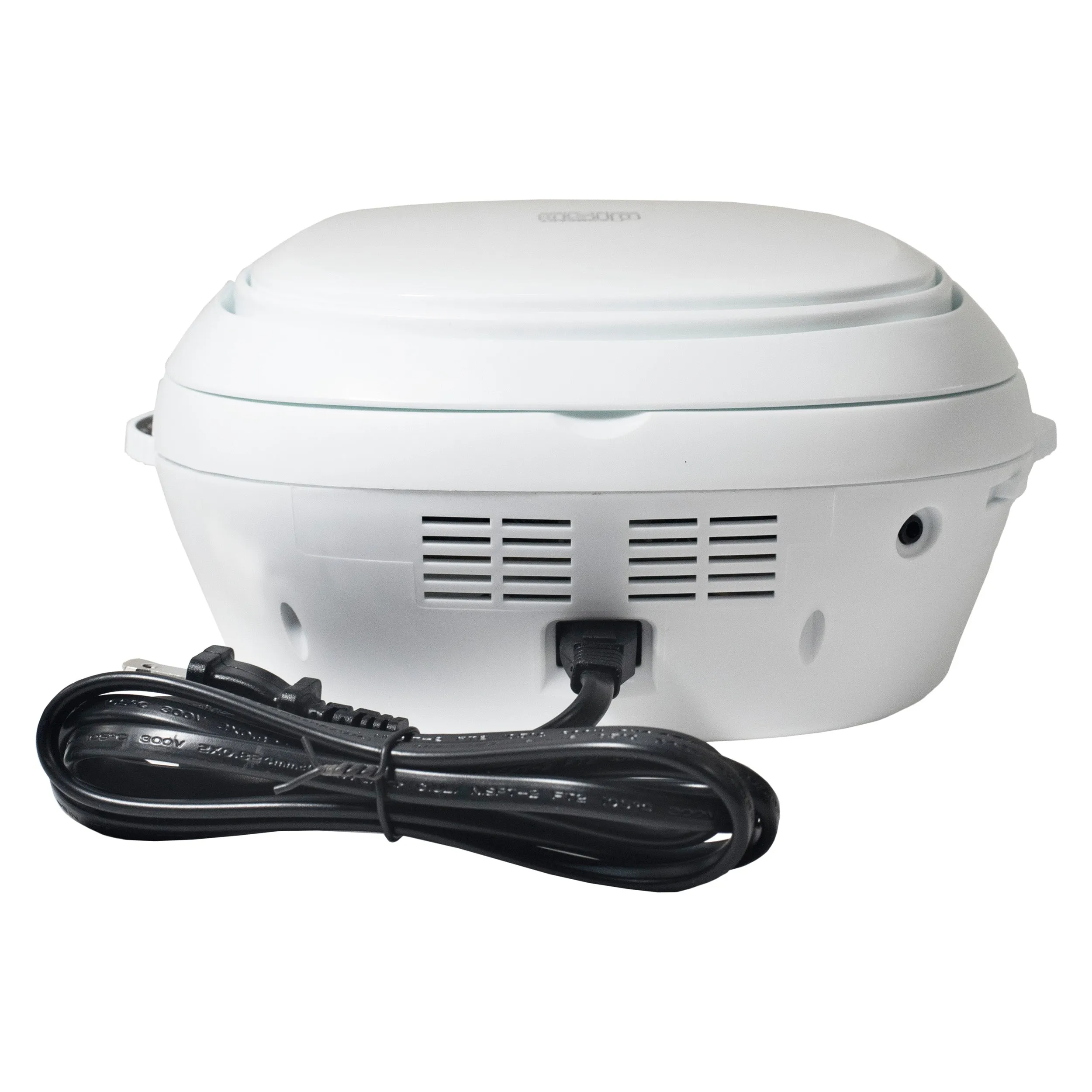 Magnavox MD6924-WH Portable Top Loading CD Boombox with AM/FM Radio in White/Black