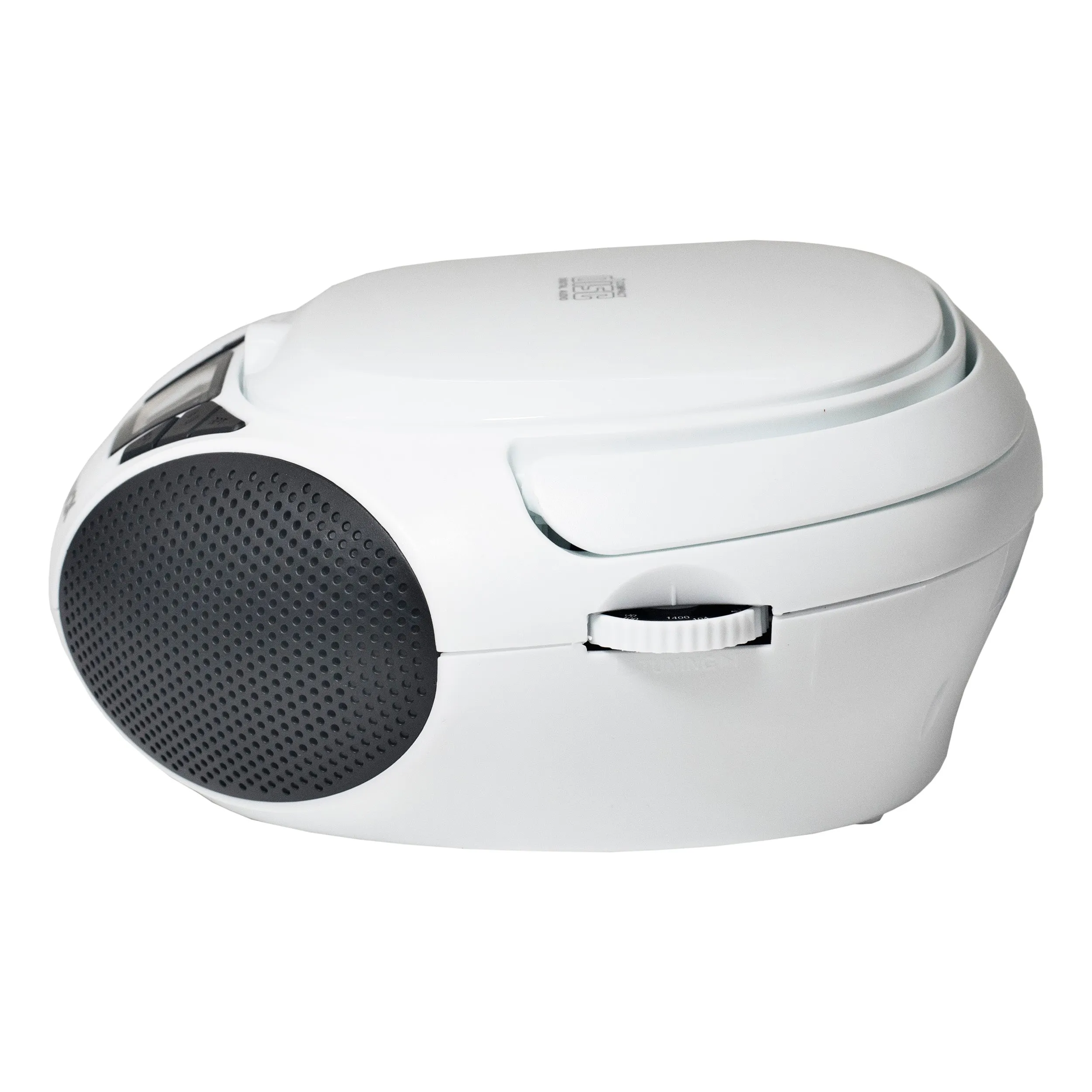 Magnavox MD6924-WH Portable Top Loading CD Boombox with AM/FM Radio in White/Black