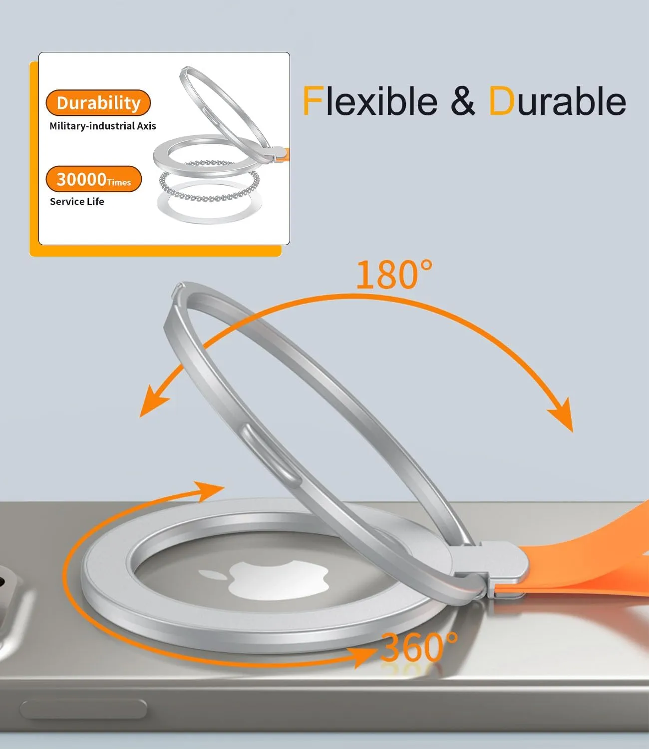 Magnetic Ring Holder With Finger Loop Compatible MagSafe iPhone-Silver
