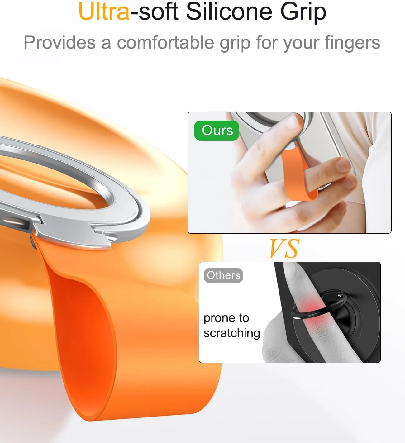 Magnetic Ring Holder With Finger Loop Compatible MagSafe iPhone-Silver