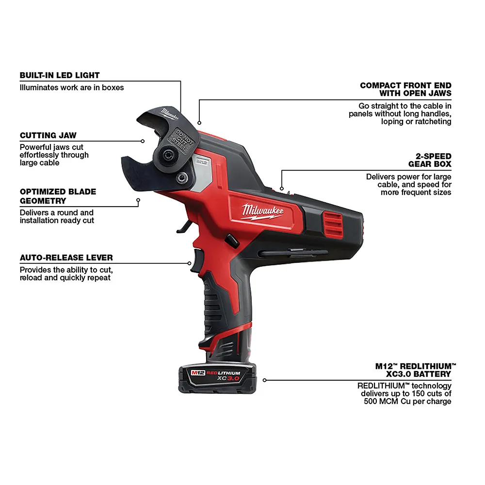 Milwaukee M12 600 Mcm Cable Cutter Kit