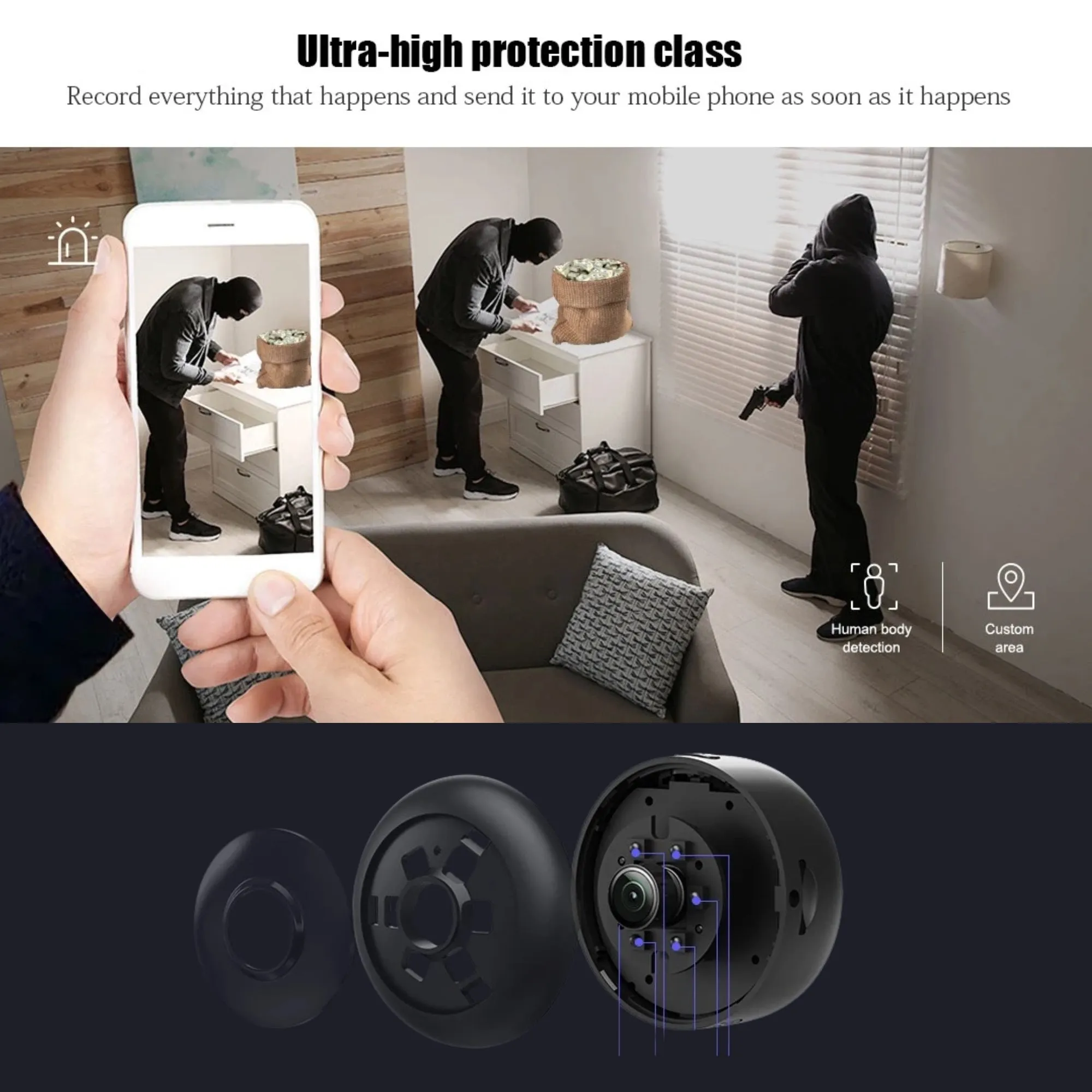 Mini Magnetic Wi-Fi 1080P Security Camera with Night Vision and Motion Detection
