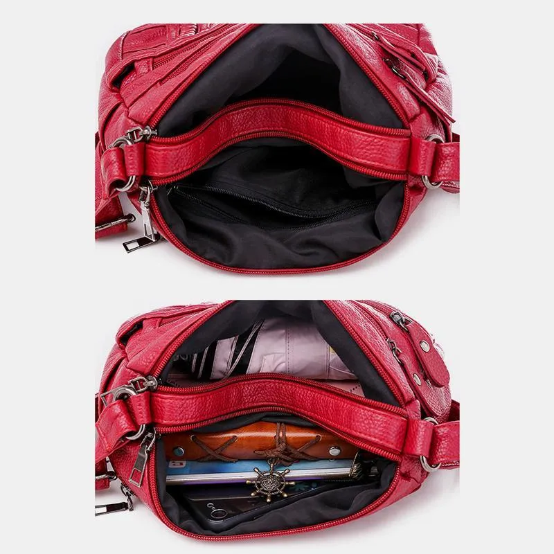 Multi-pocket Solid Crossbody Bag