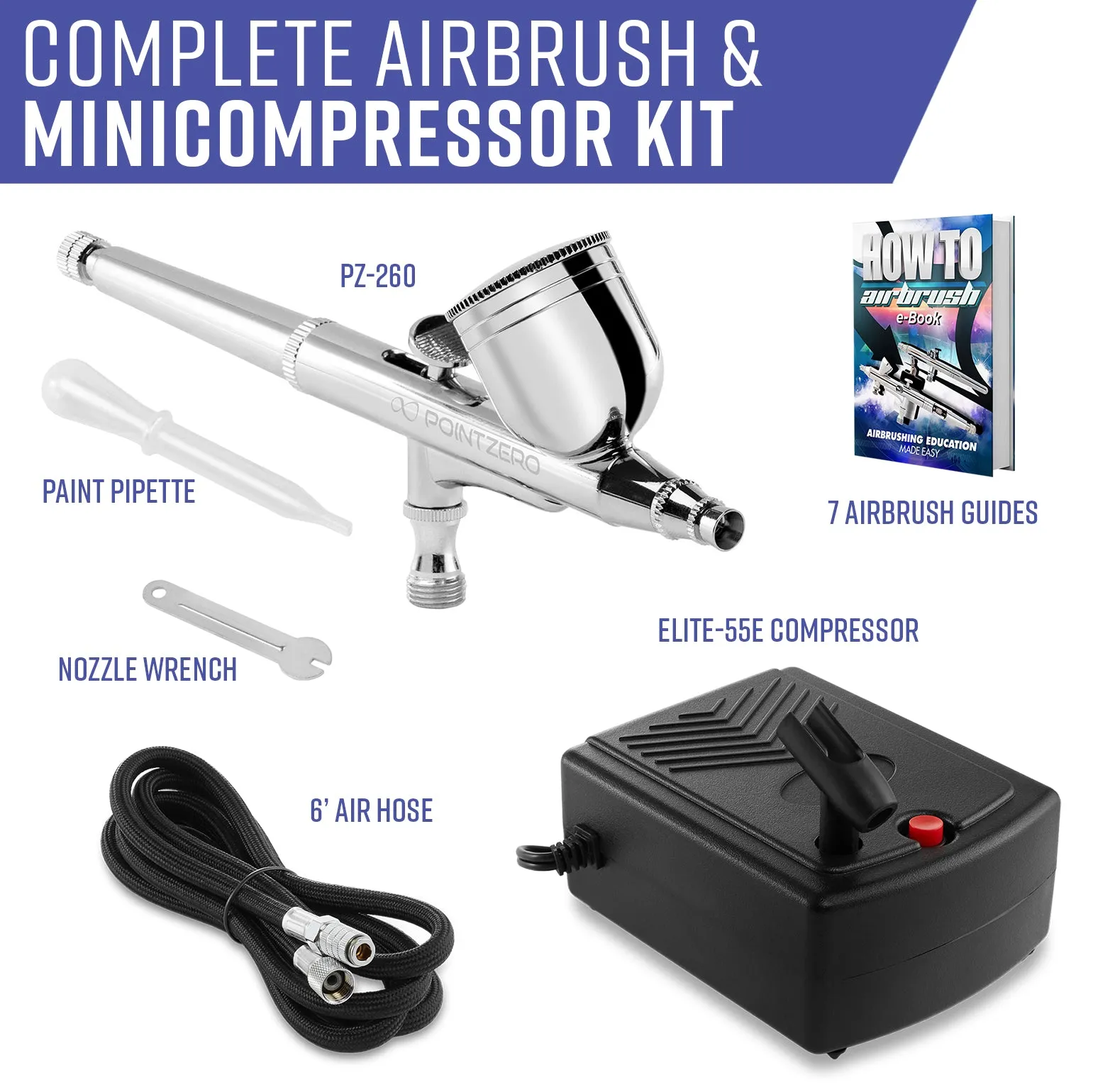 Multi-Purpose Dual-Action Airbrush Mini Compressor Kit