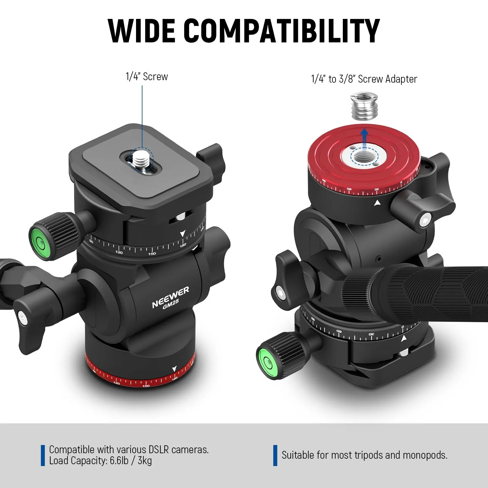Neewer Metal Fluid Head Tripod Head