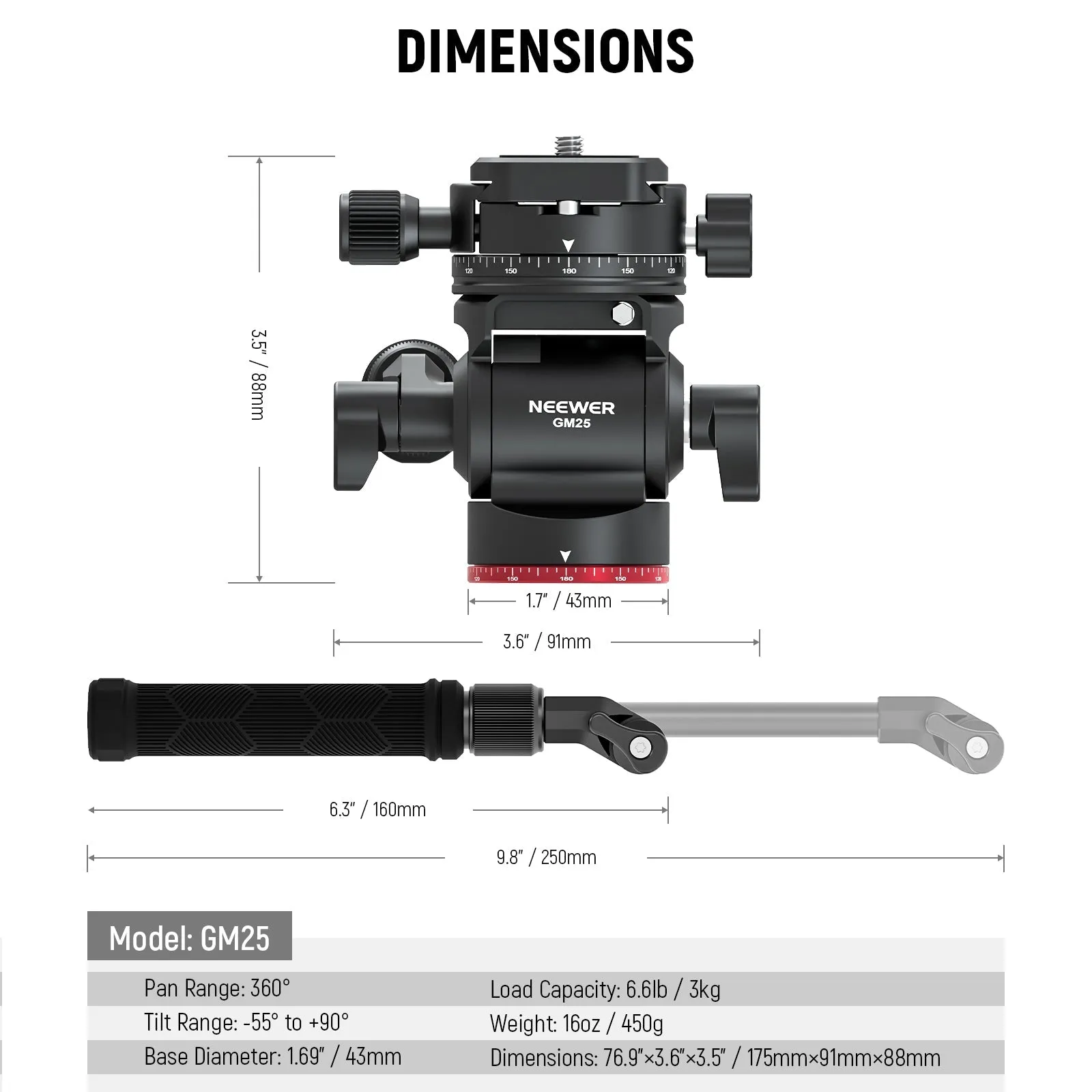 Neewer Metal Fluid Head Tripod Head