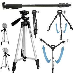 NJA 72inch Monopod (Black)| 50&quot; Tripod | Tripod Dolly Bundle