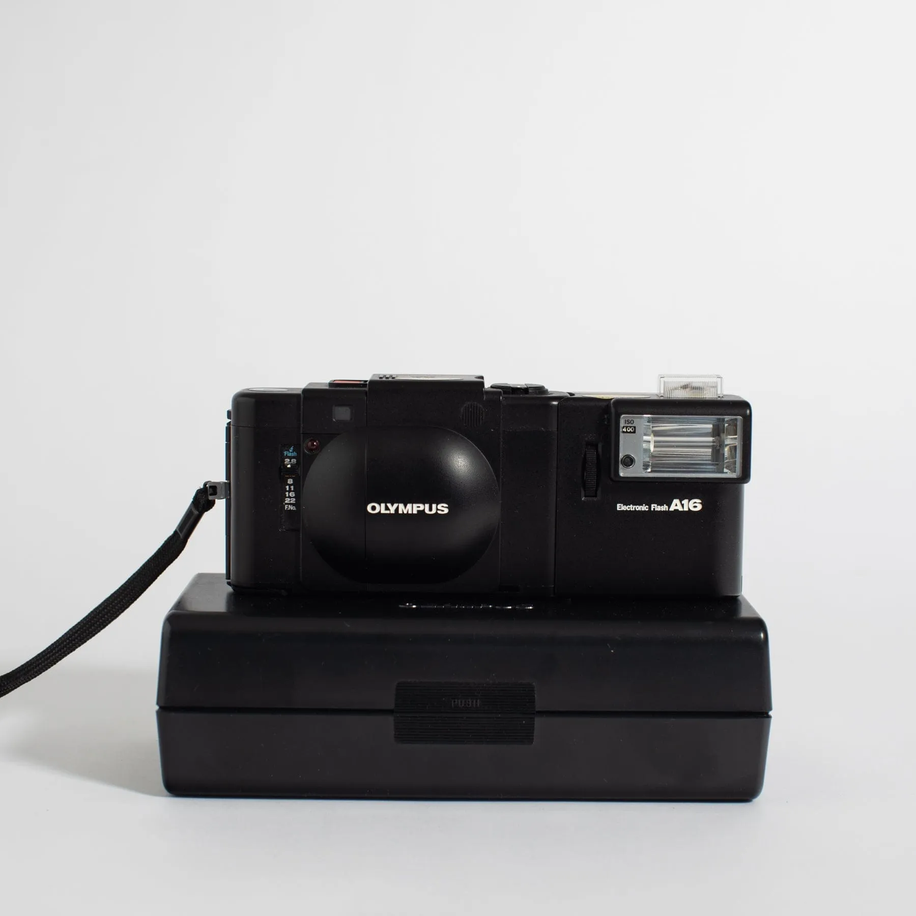 Olympus XA with A16 Flash with hard shell case