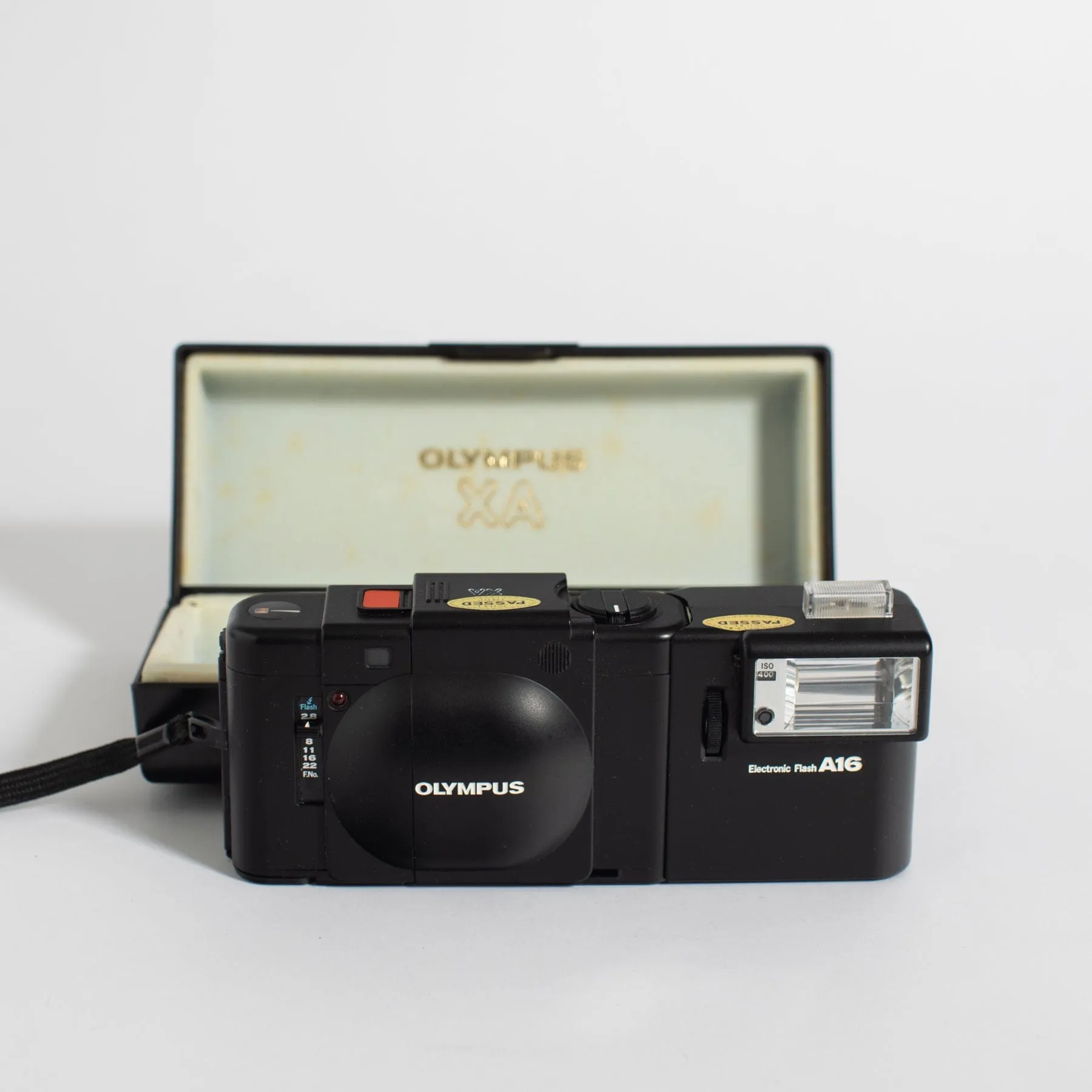 Olympus XA with A16 Flash with hard shell case