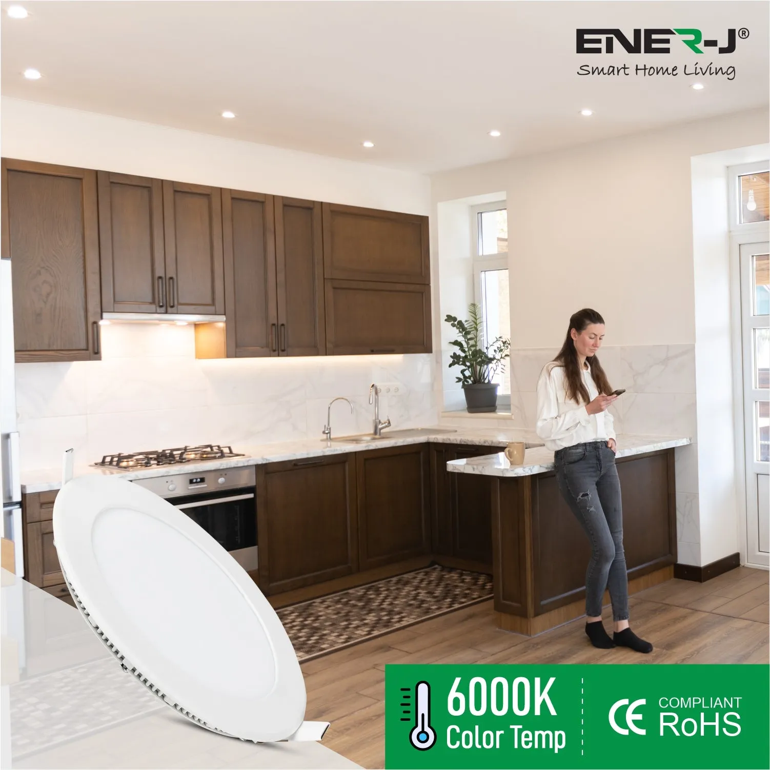 Pack of 4 12W Recessed Round LED Downlight Mini Panel 175mm Diameter, 160mm Hole Size, CE Driver, 6000K, 20000 Hours Long Life