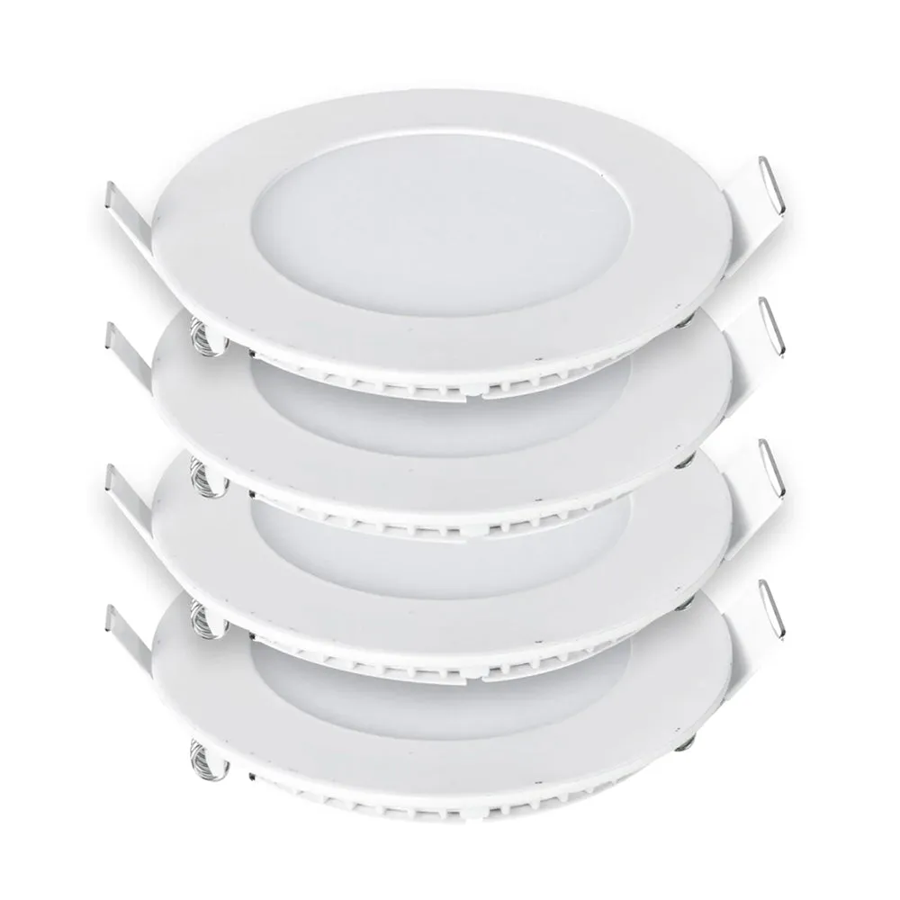 Pack of 4 12W Recessed Round LED Downlight Mini Panel 175mm Diameter, 160mm Hole Size, CE Driver, 6000K, 20000 Hours Long Life
