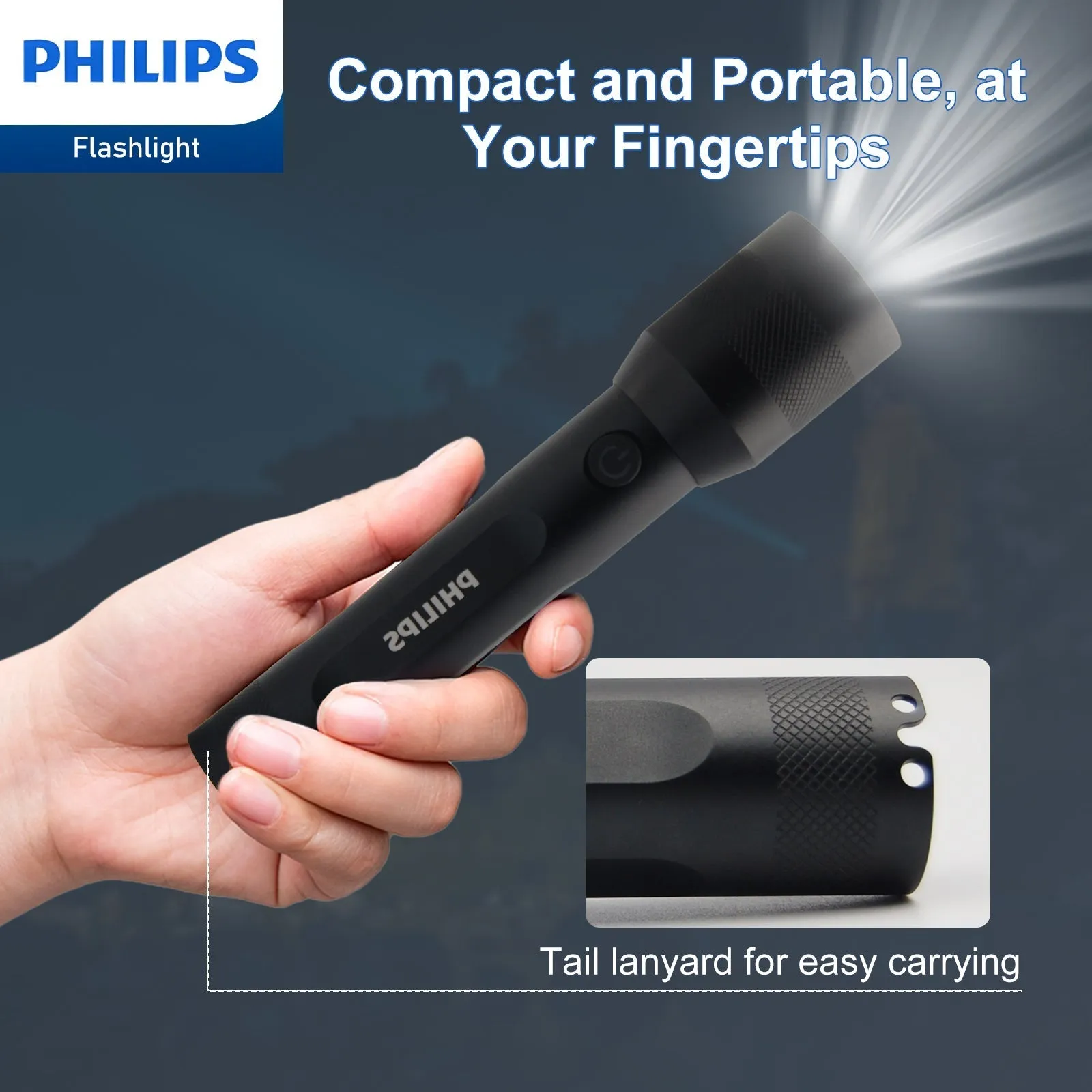Philips Rechargeable LED 1000 Lumens Flashlight with Adjustable Focus (Black)