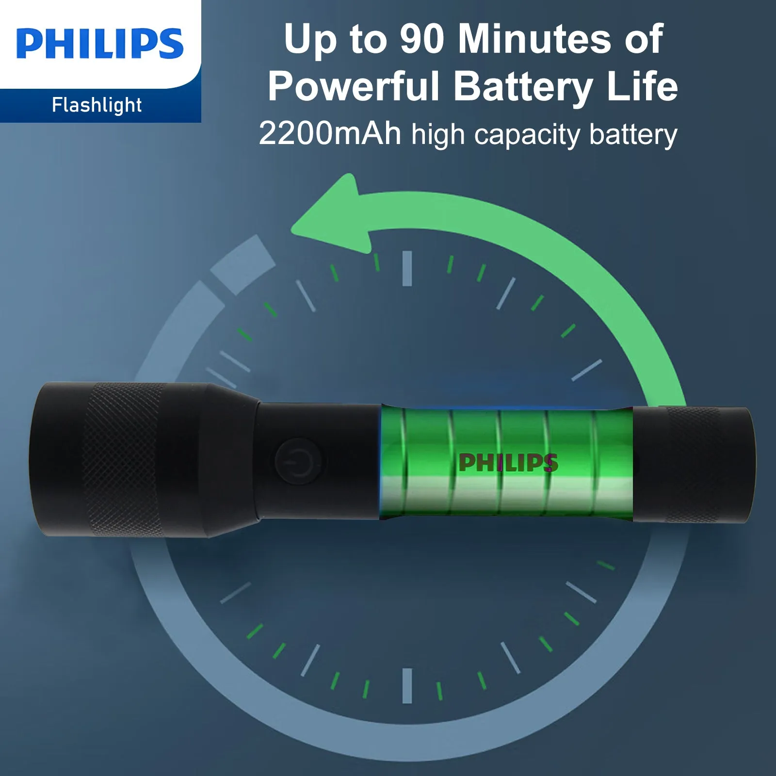 Philips Rechargeable LED 1000 Lumens Flashlight with Adjustable Focus (Black)